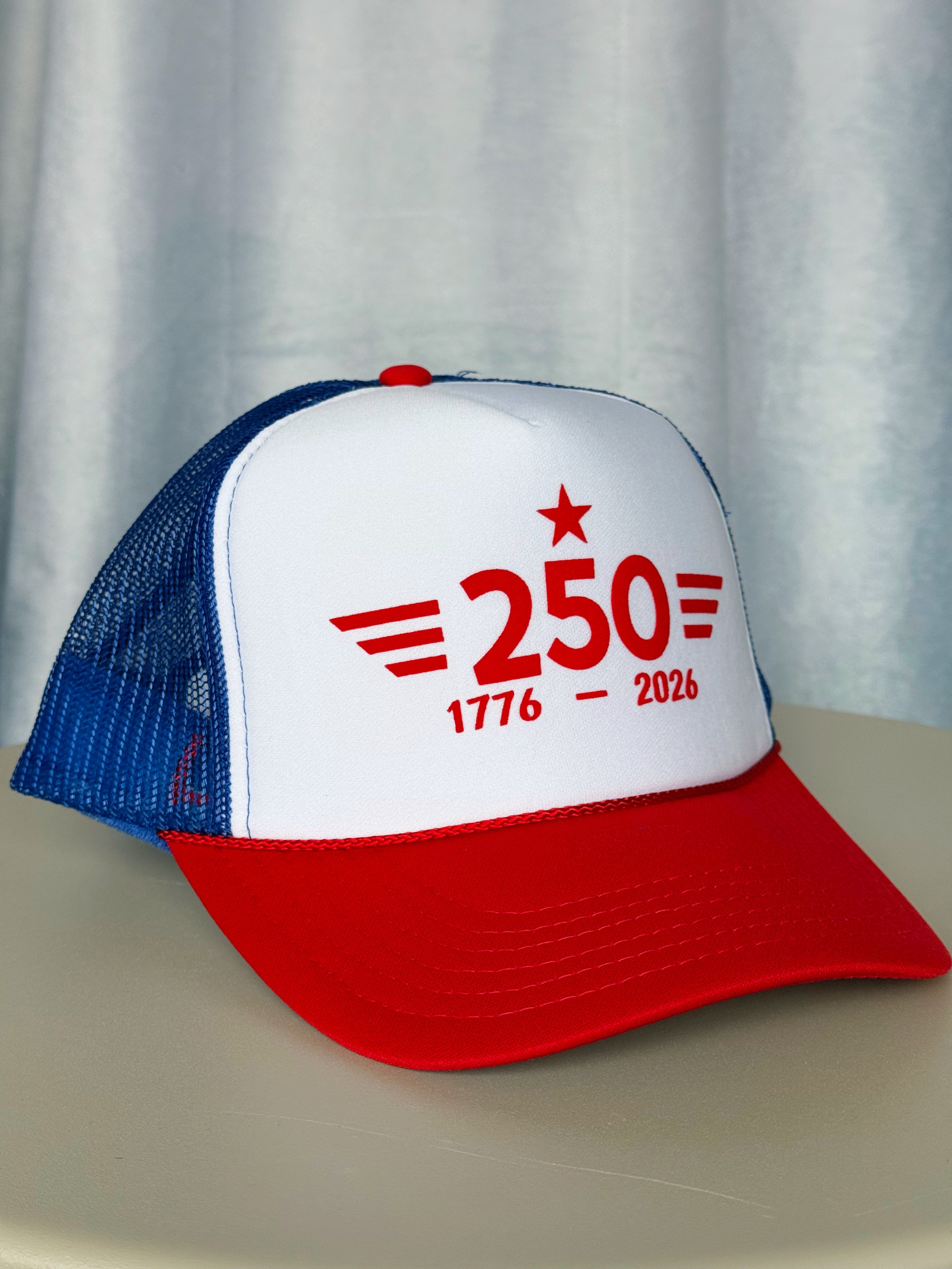 250th Anniversary Trucker Hat - RED/WHITE/RED - willows clothing HAT