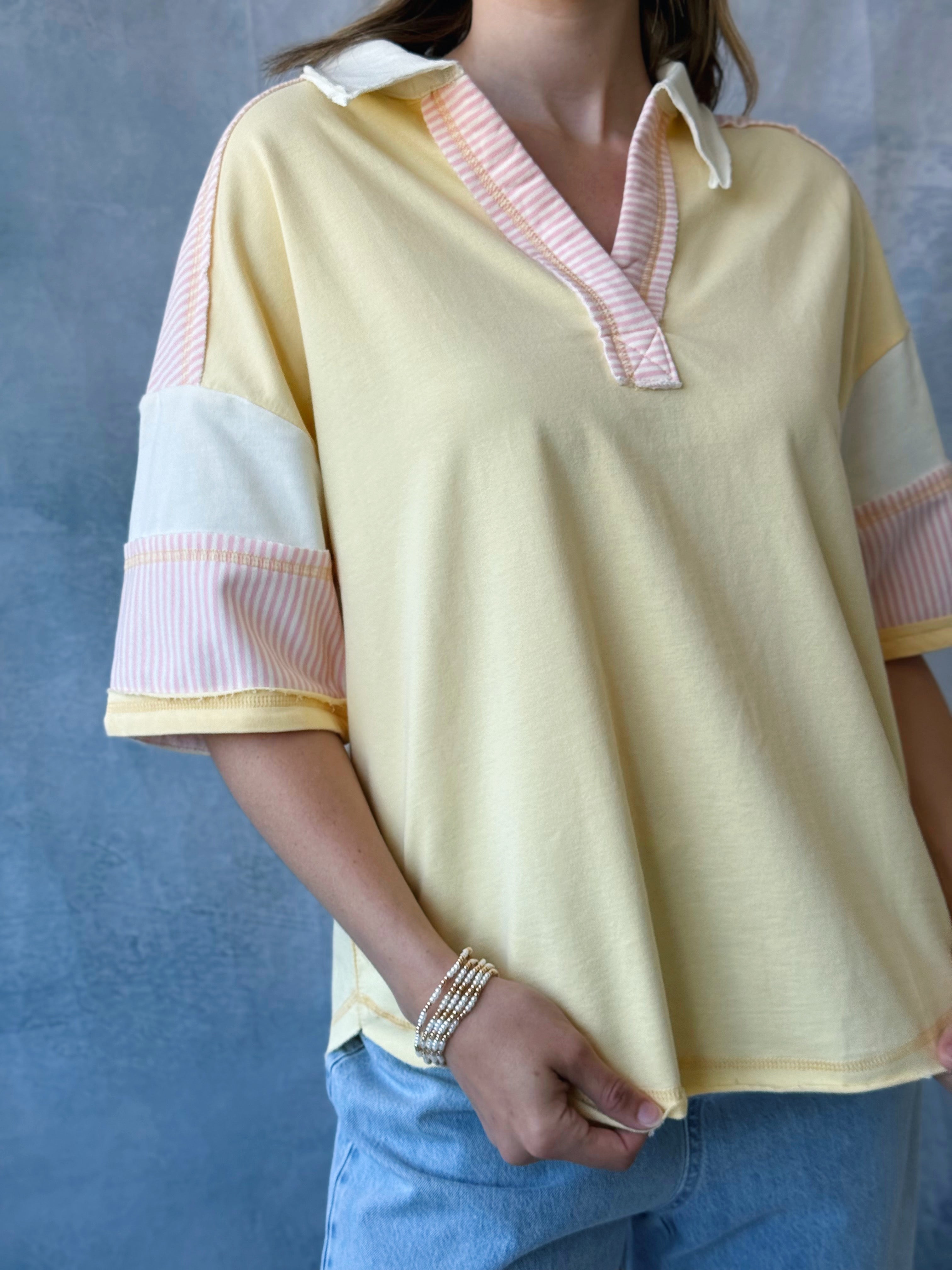 Catching Some Rays Tee - LIGHT YELLOW