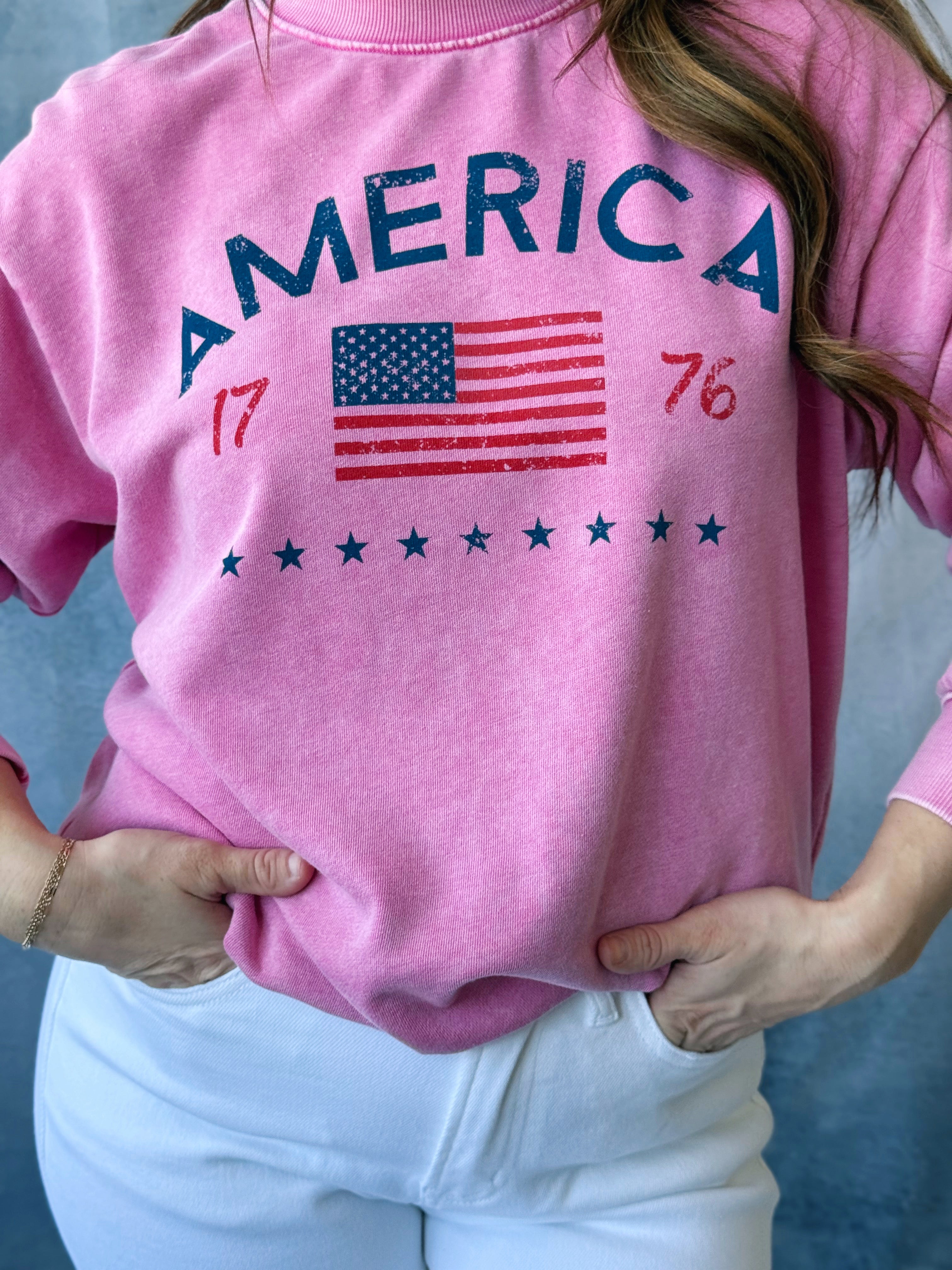 America 1776 Sweatshirt - HOT PINK
