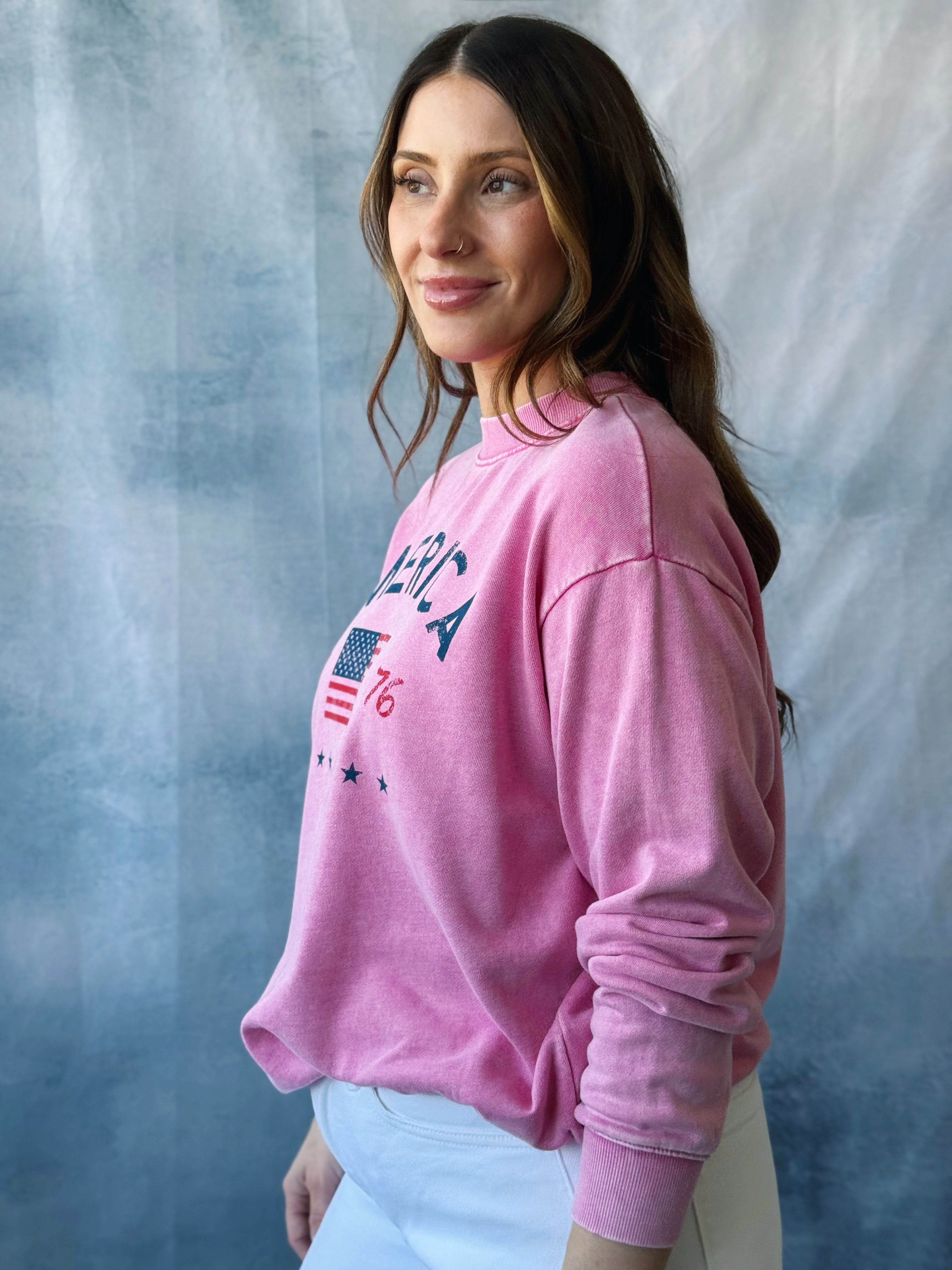 America 1776 Sweatshirt - HOT PINK
