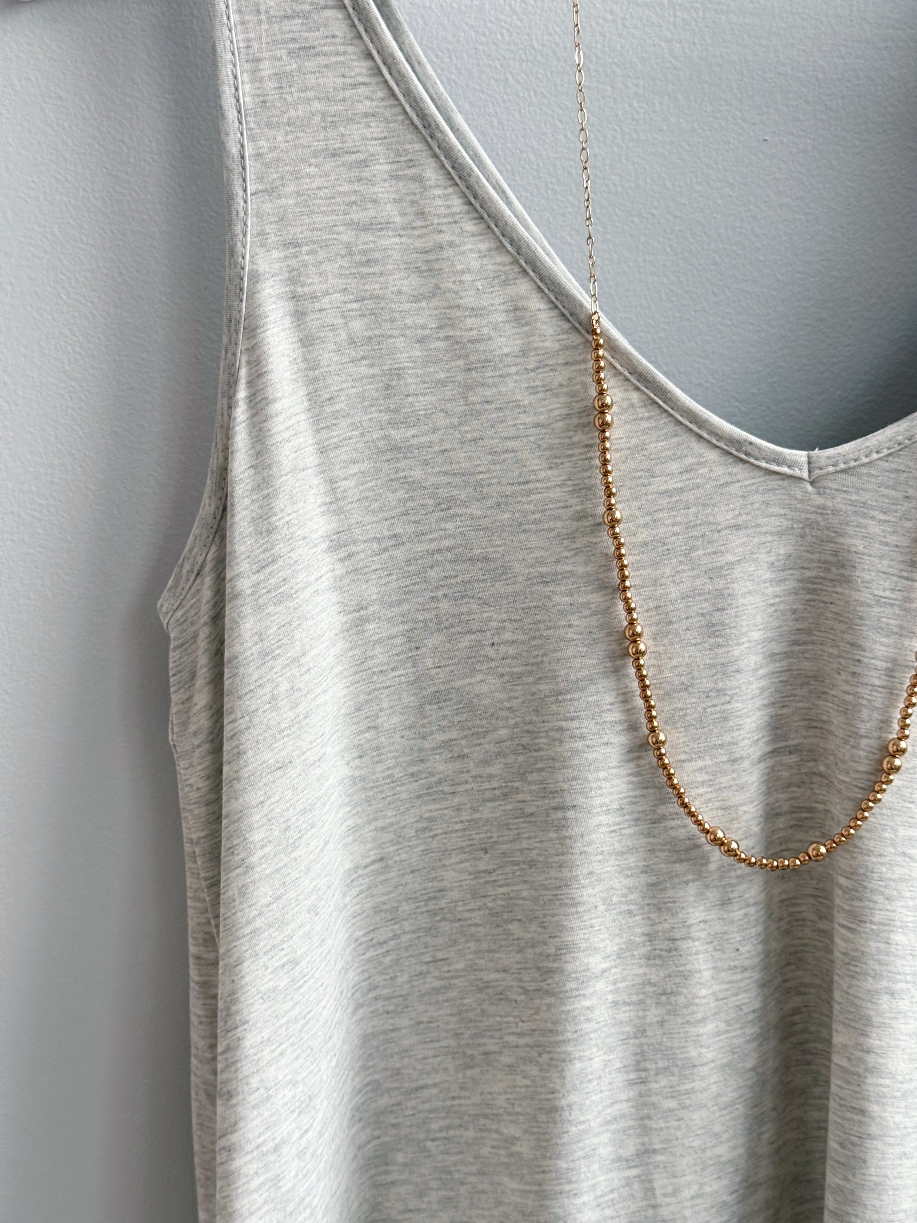 Loose V-Neck Tank - HEATHER GREY