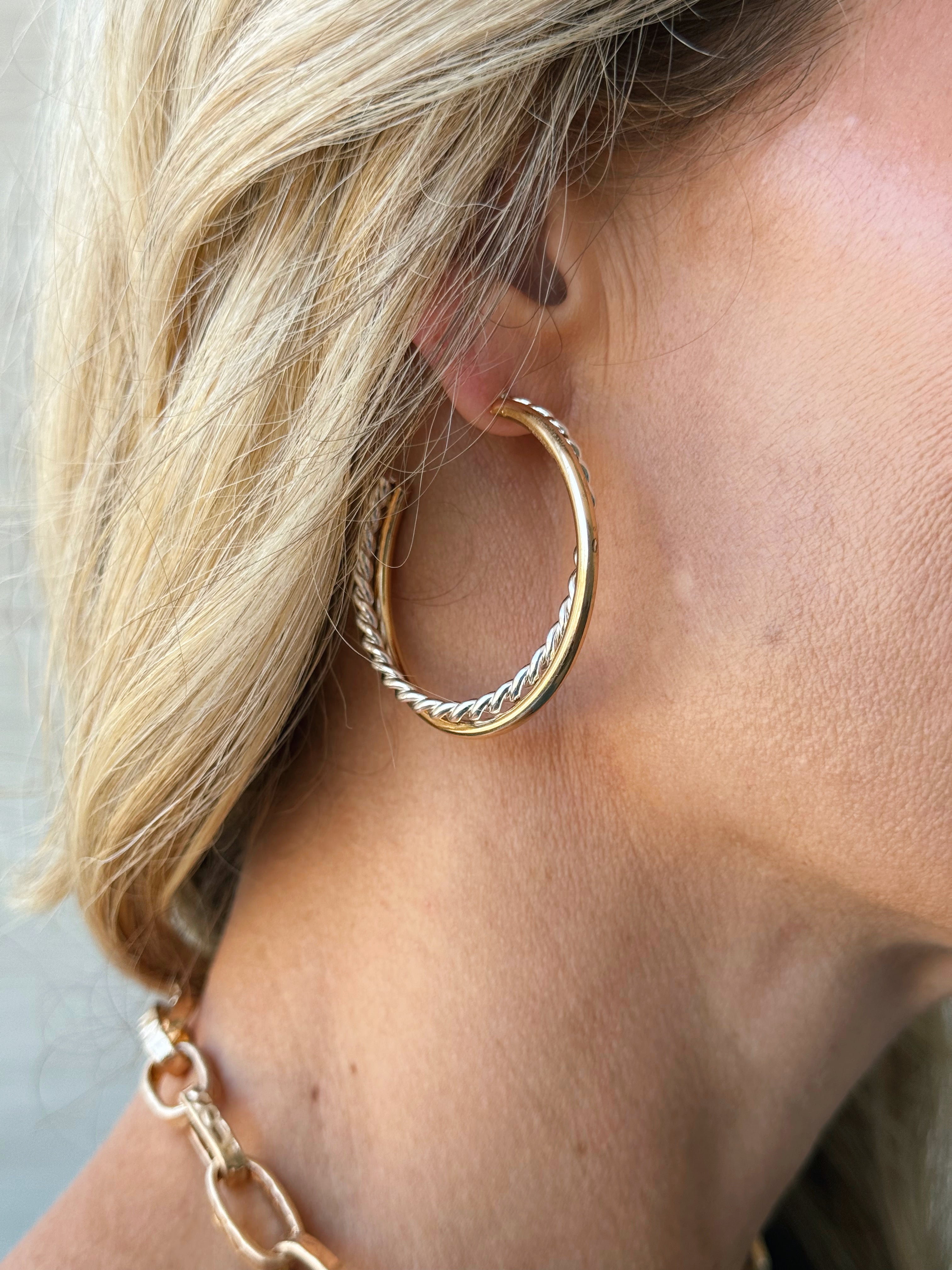 Twist Hoop Earrings - GOLD SILVER