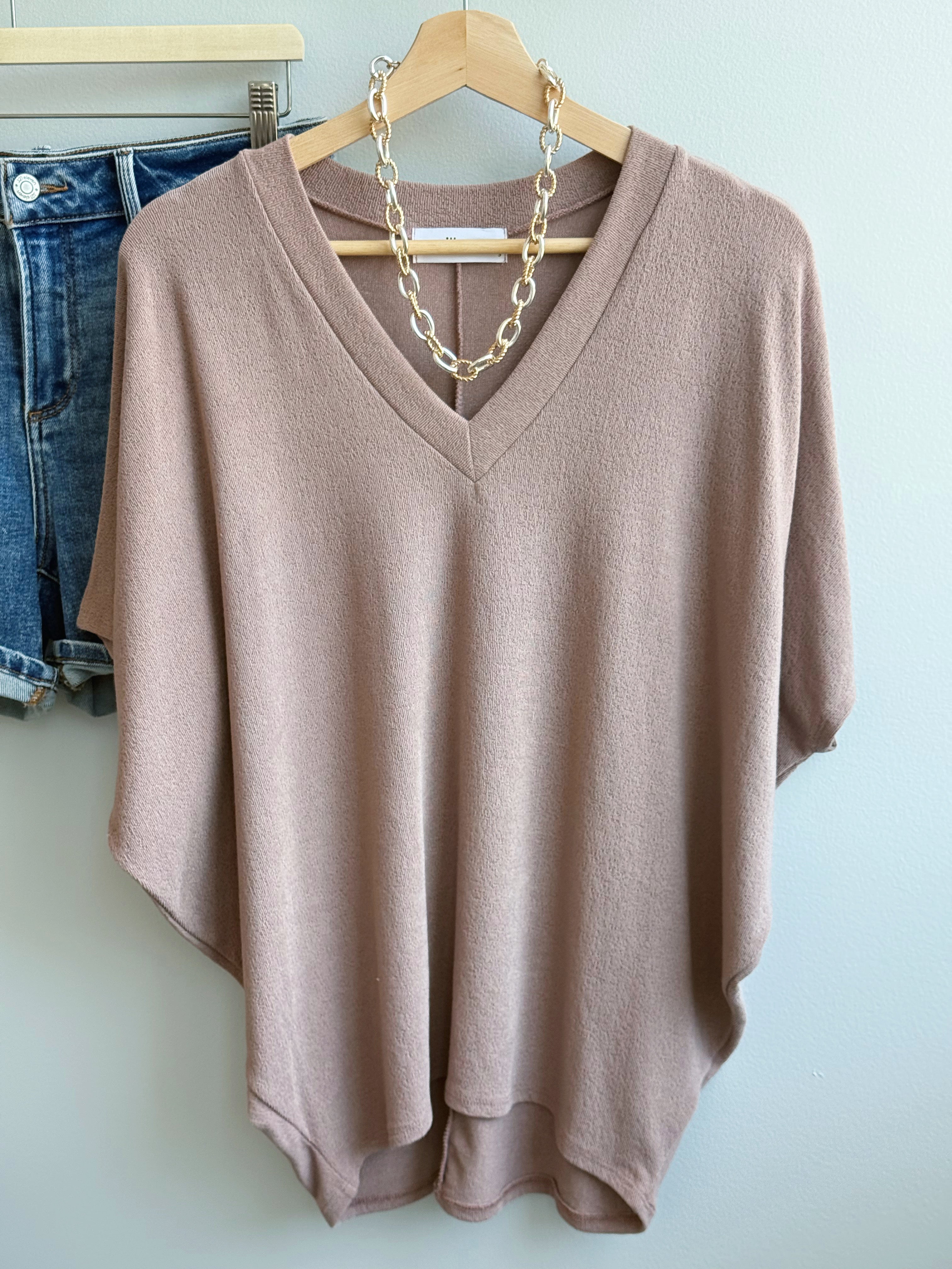 Lori V-Neck Tee - MAUVE