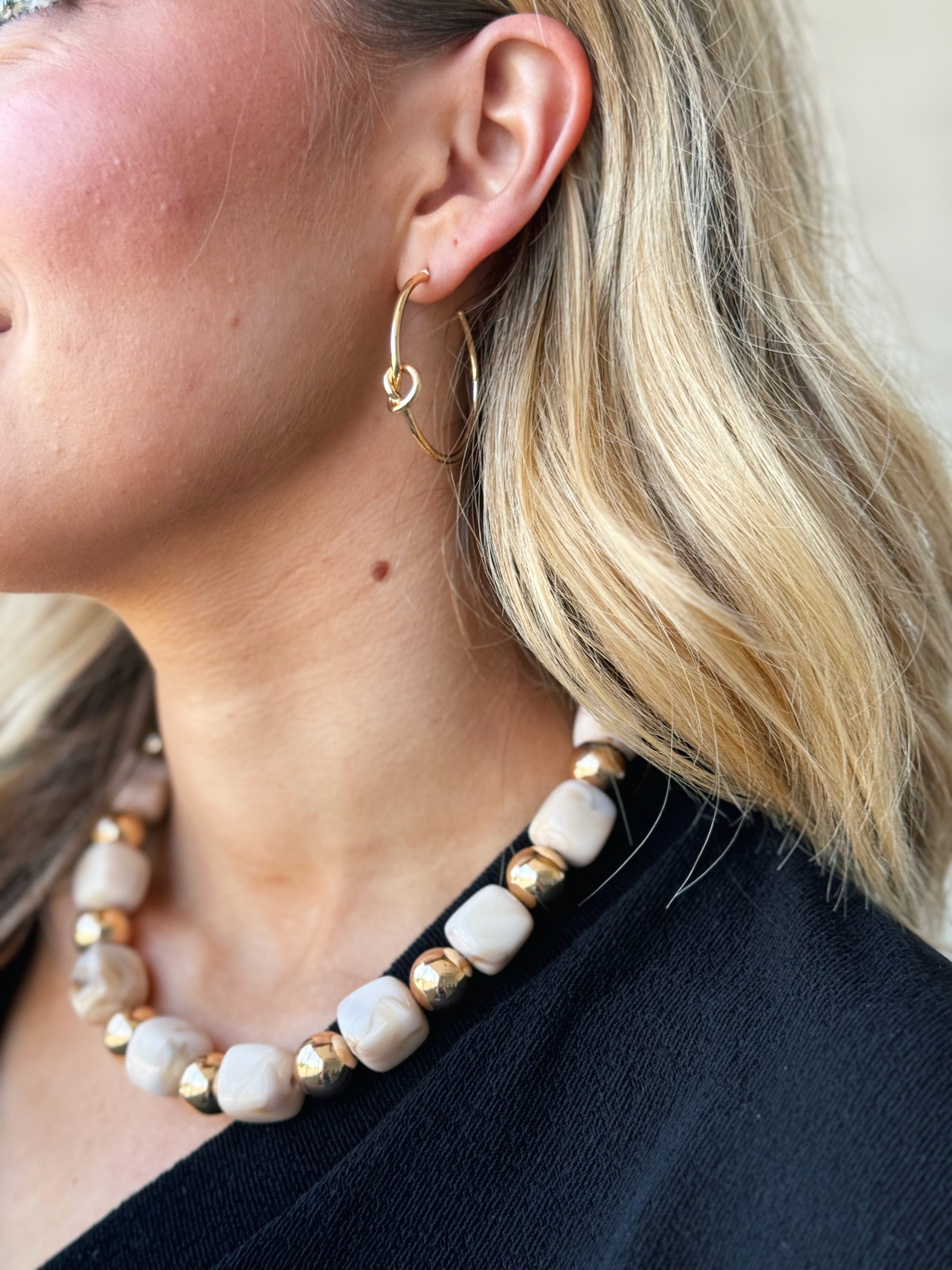 Thin Knotted Hoop Earring
