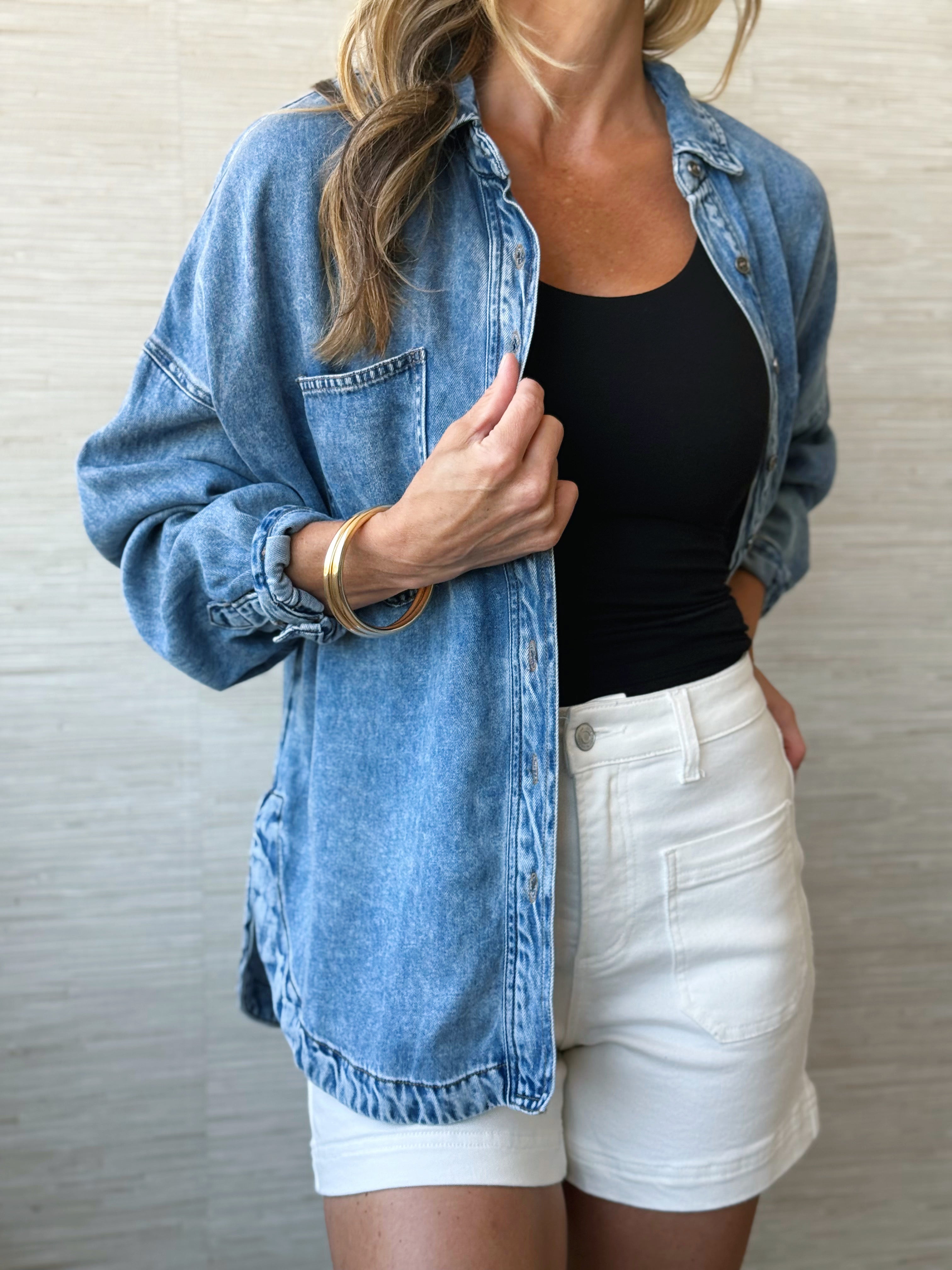 Cory Denim Shacket - CHAMBRAY