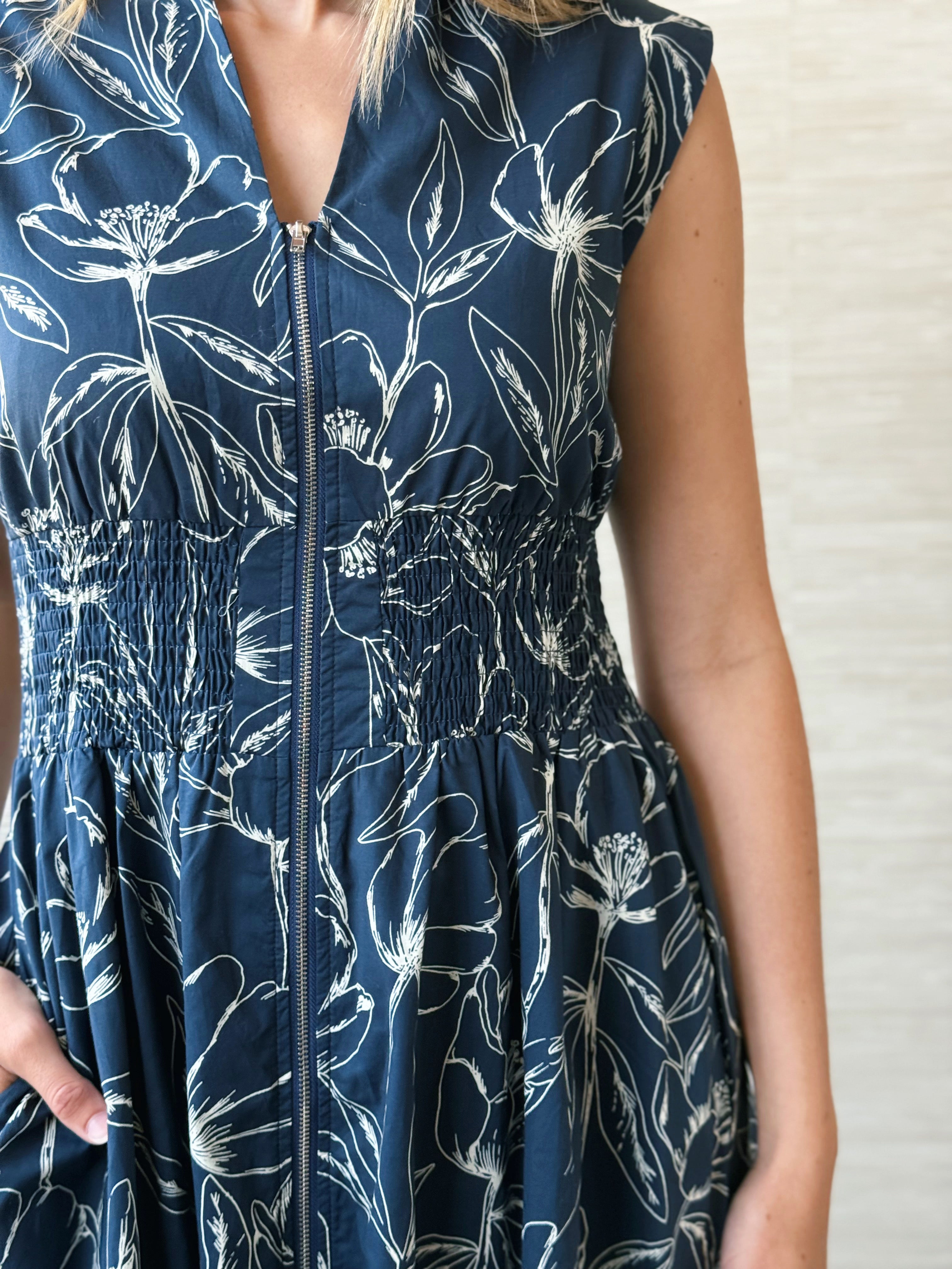 Evening Bloom Dress - NAVY