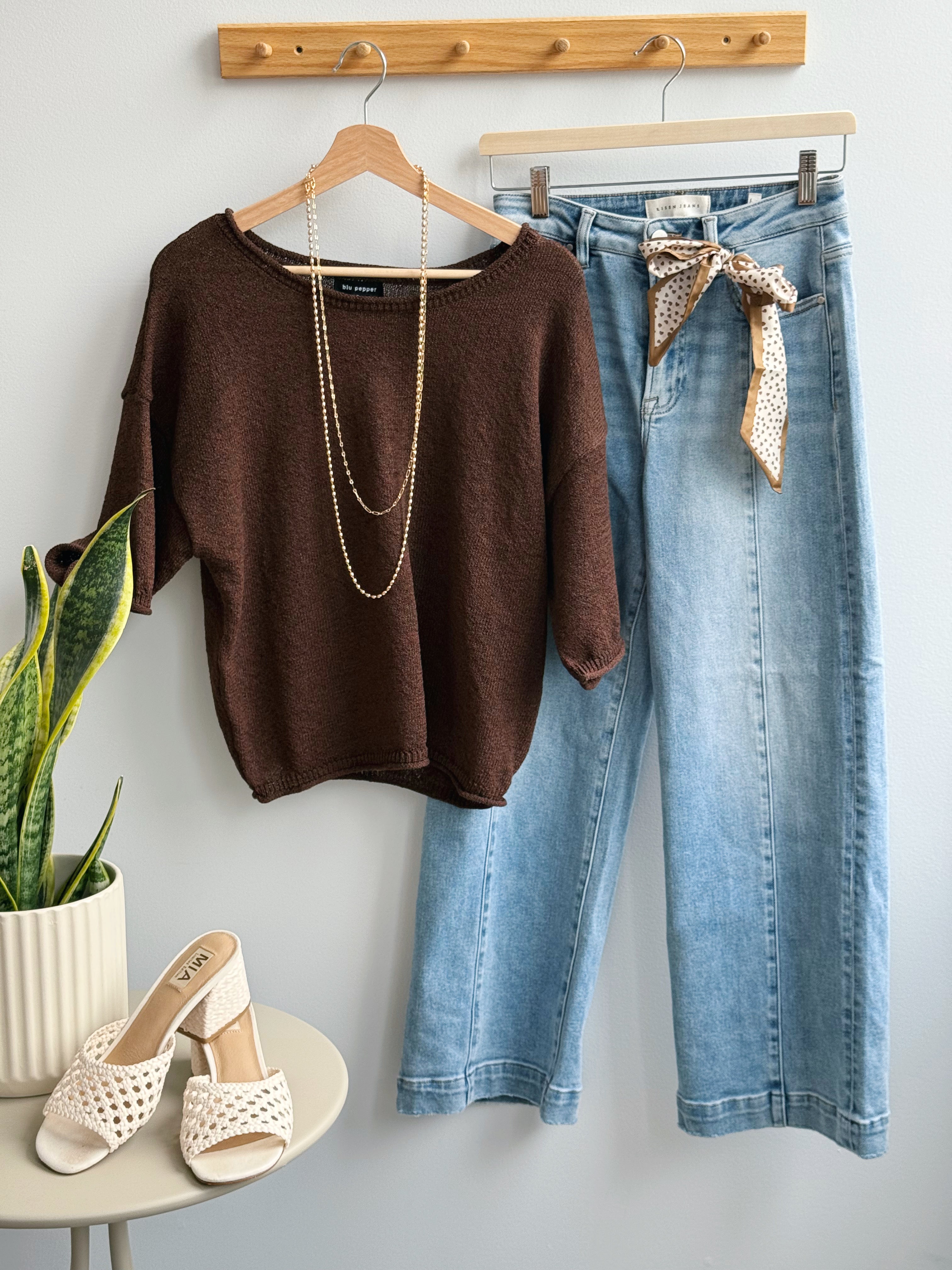 Windows Down Sweater - CHOCOLATE BROWN