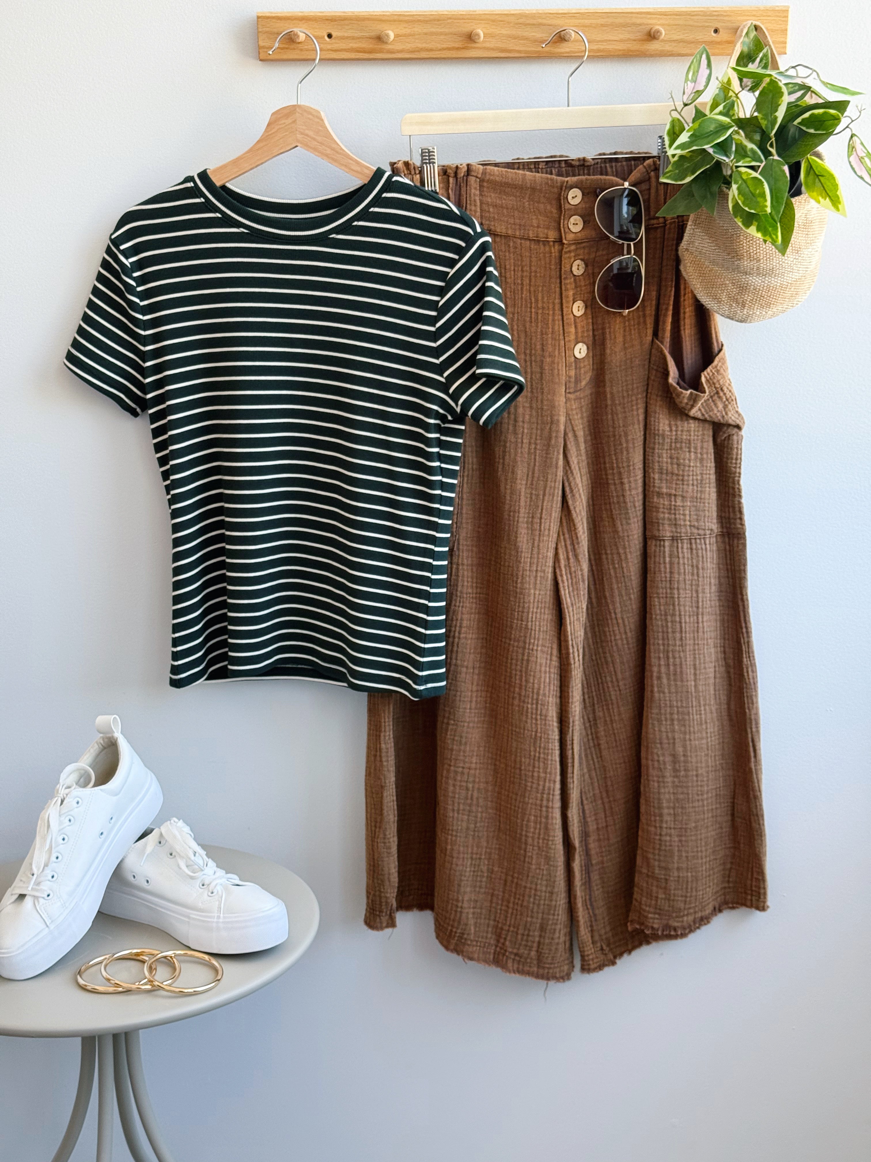 Posey Stripe Tee - PINE CREAM STRIPE