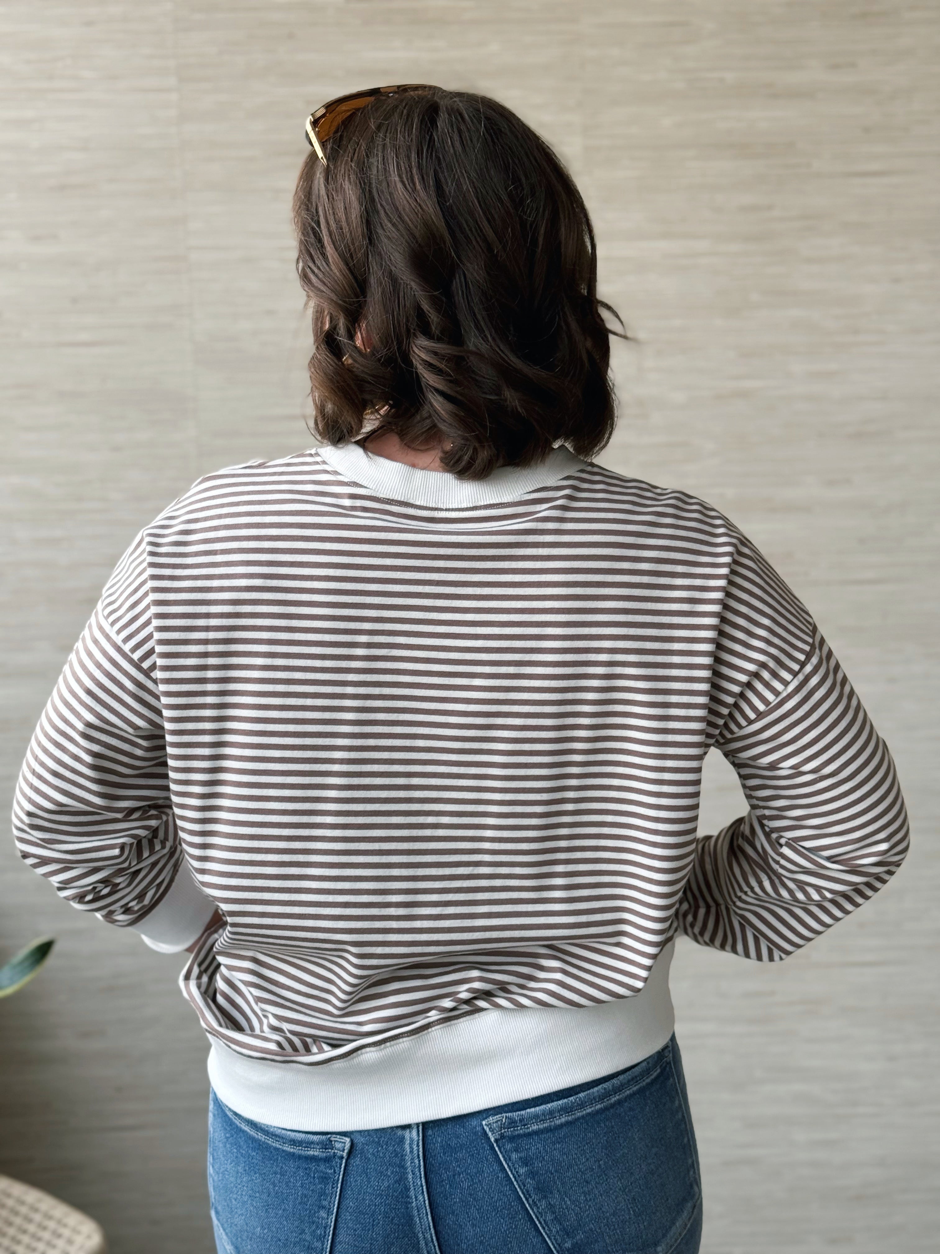 Everyday Stripe Pullover - CHARCOAL