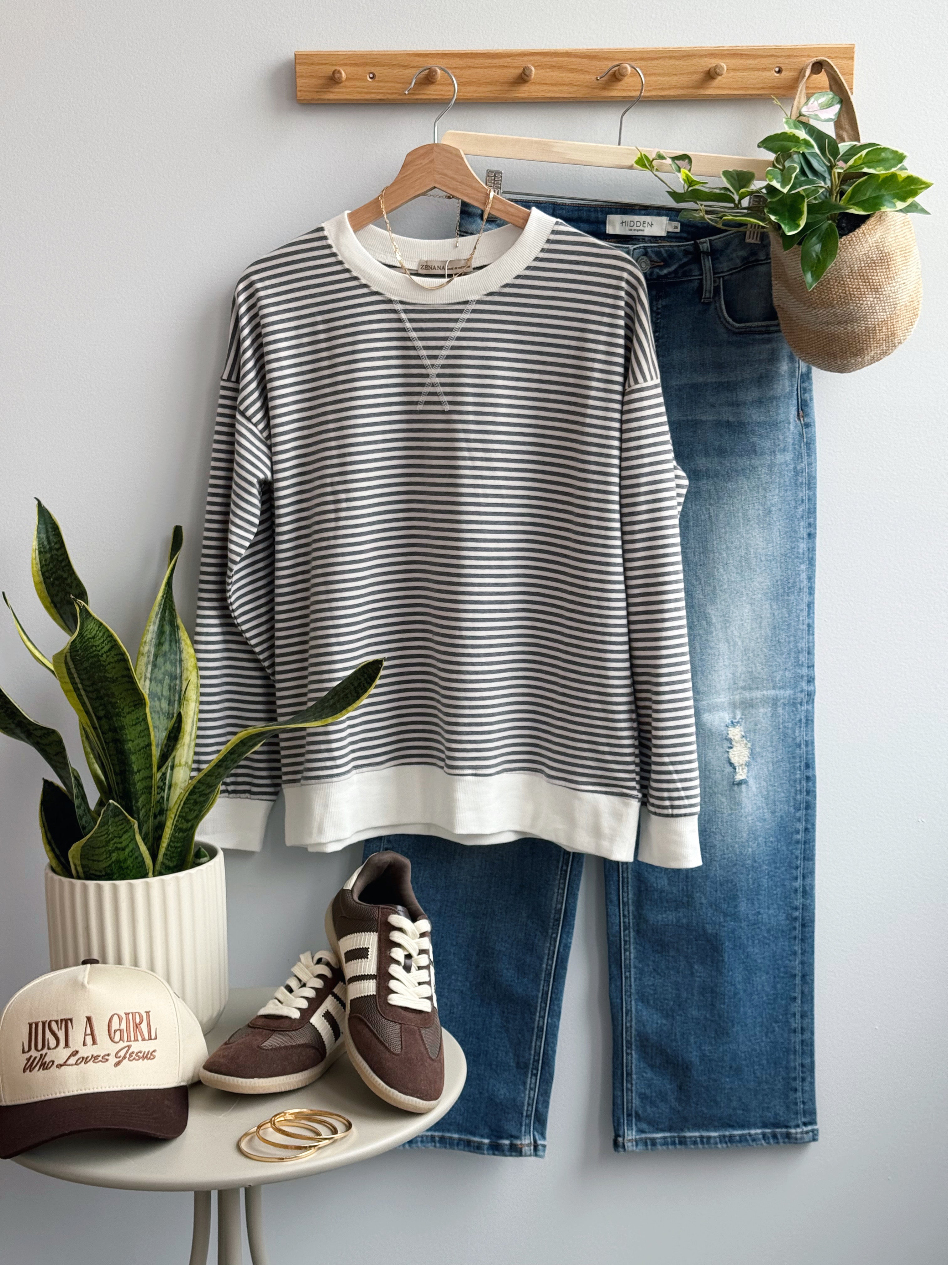 Everyday Stripe Pullover - MOCHA