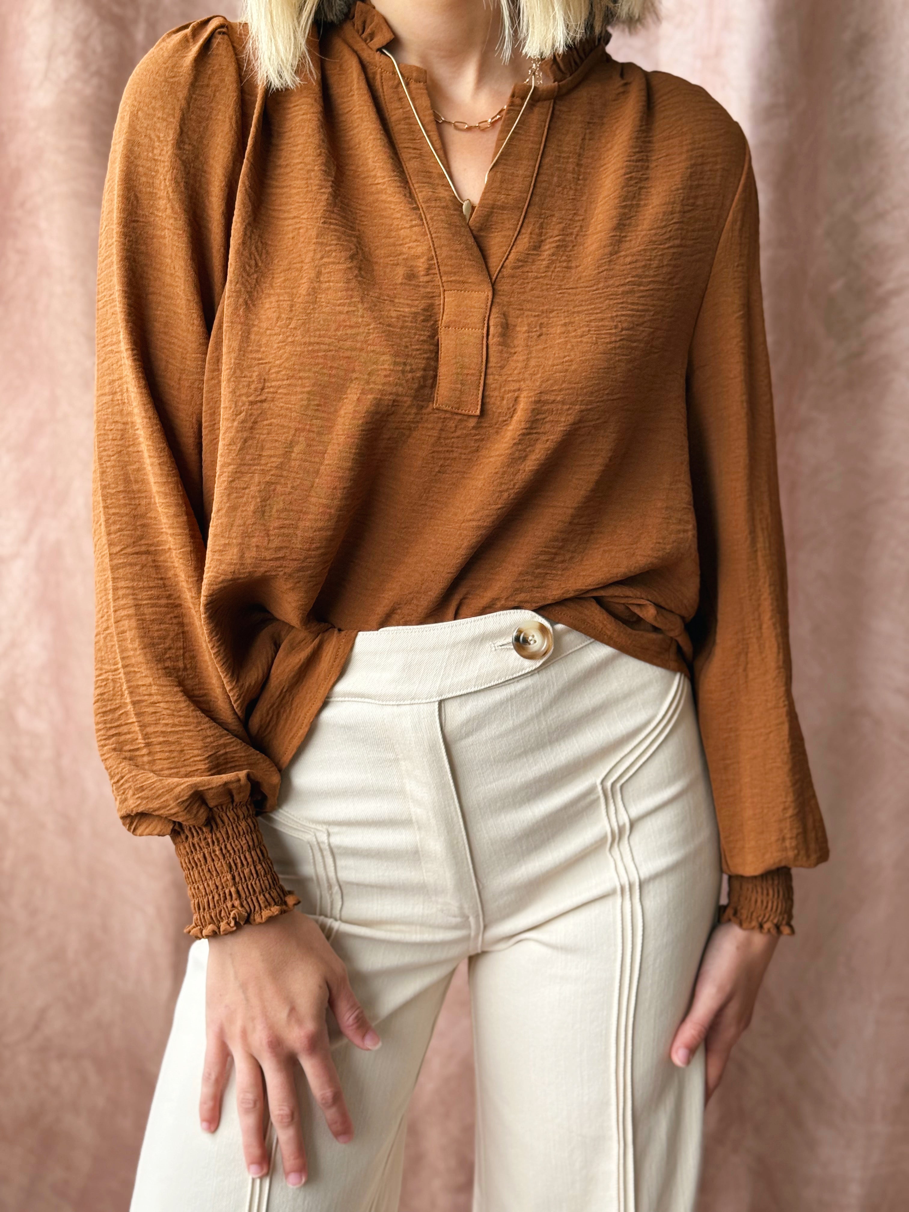 Cider Frill Blouse - CAMEL