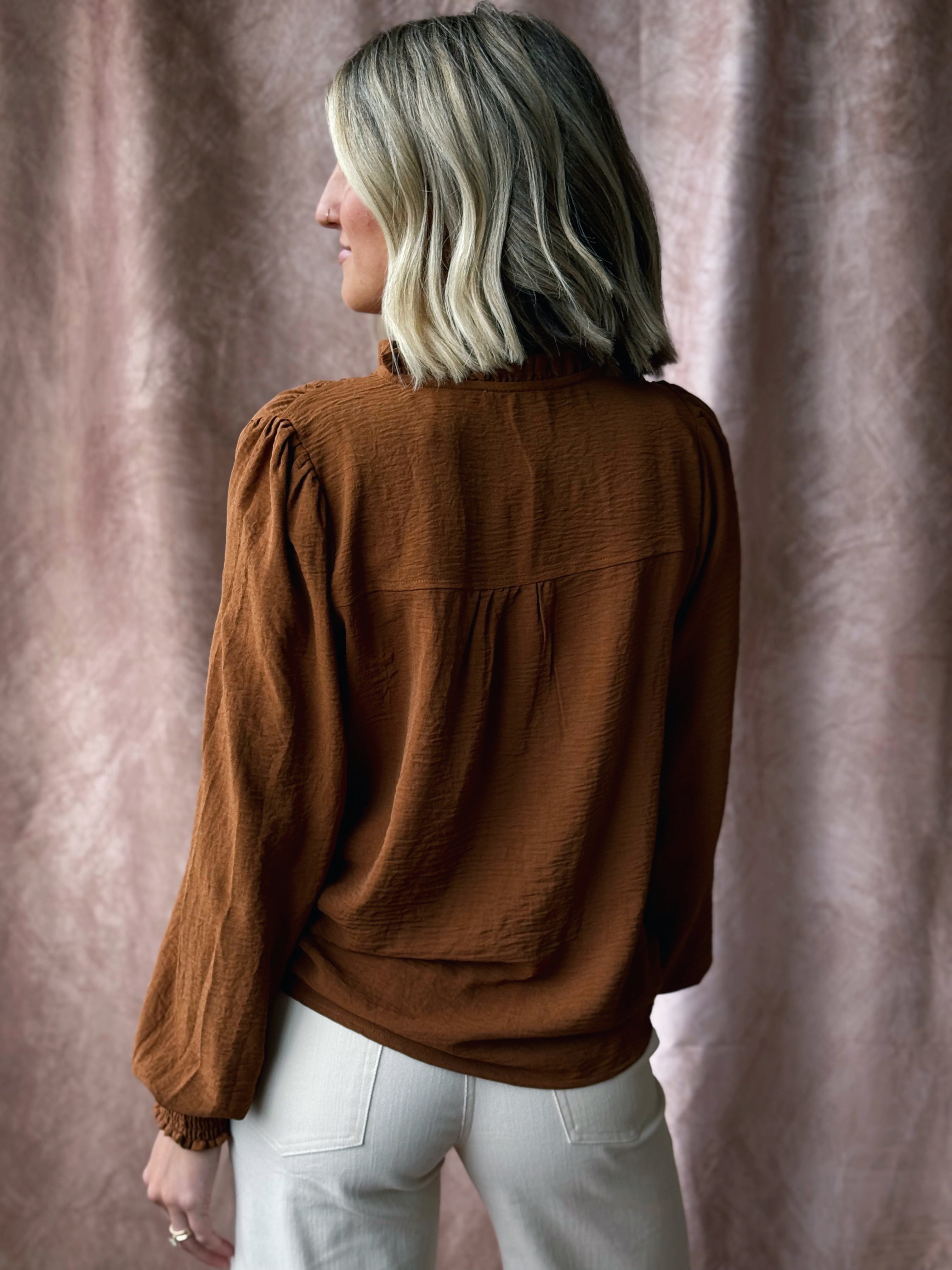 Cider Frill Blouse - CAMEL