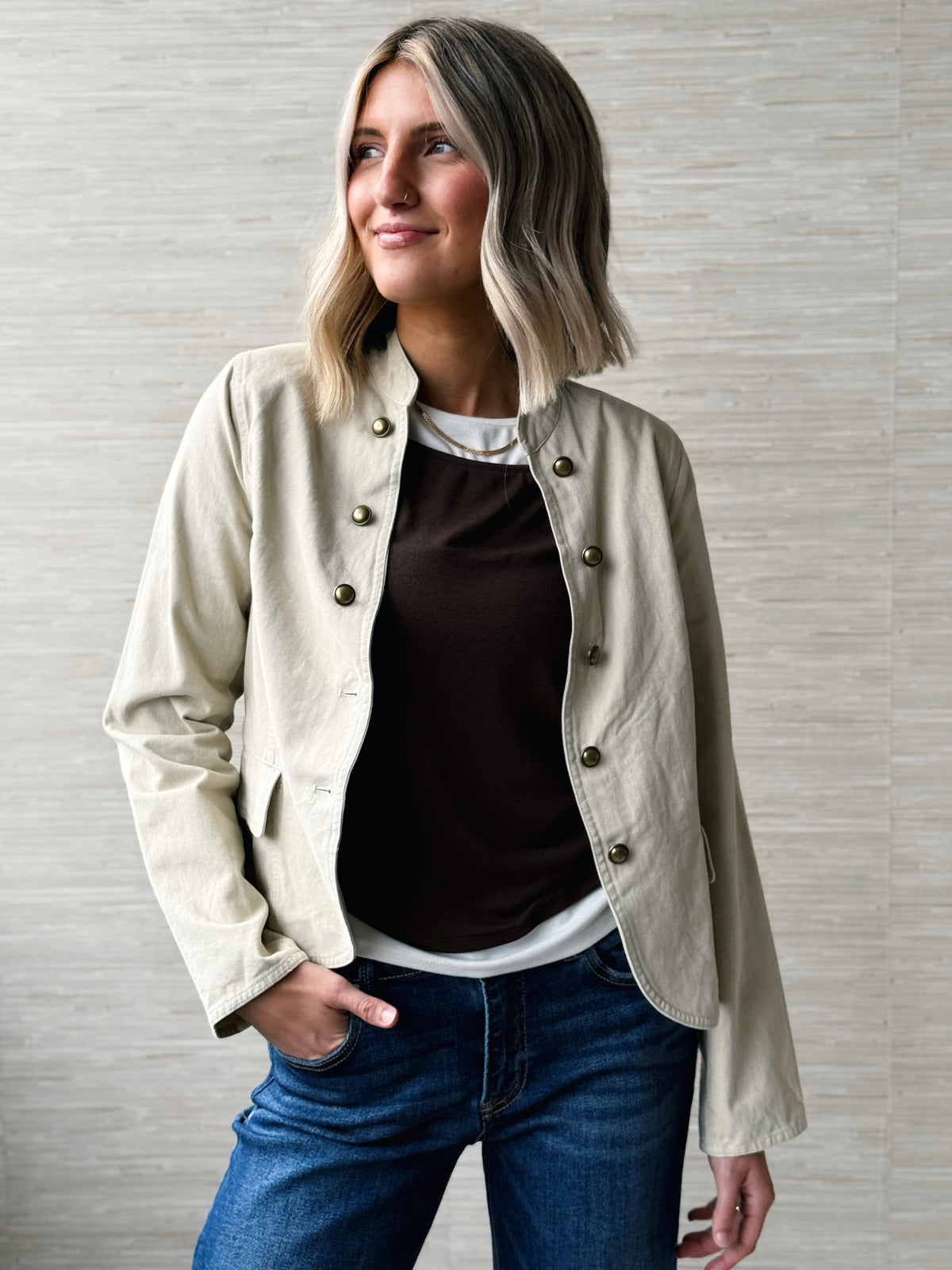 Eden Button Jacket - BEIGE
