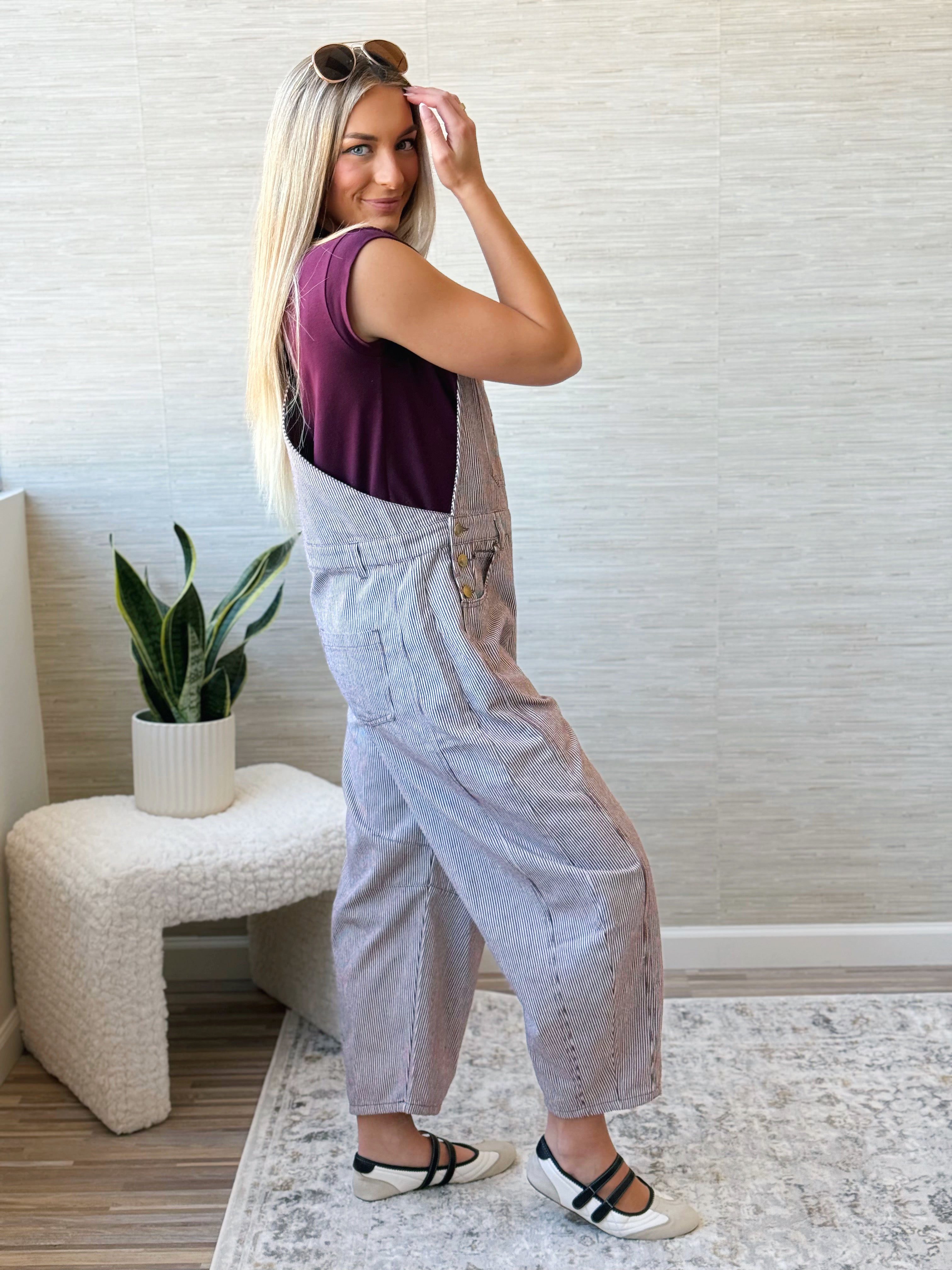 Aden Barrel Overalls - BROWN