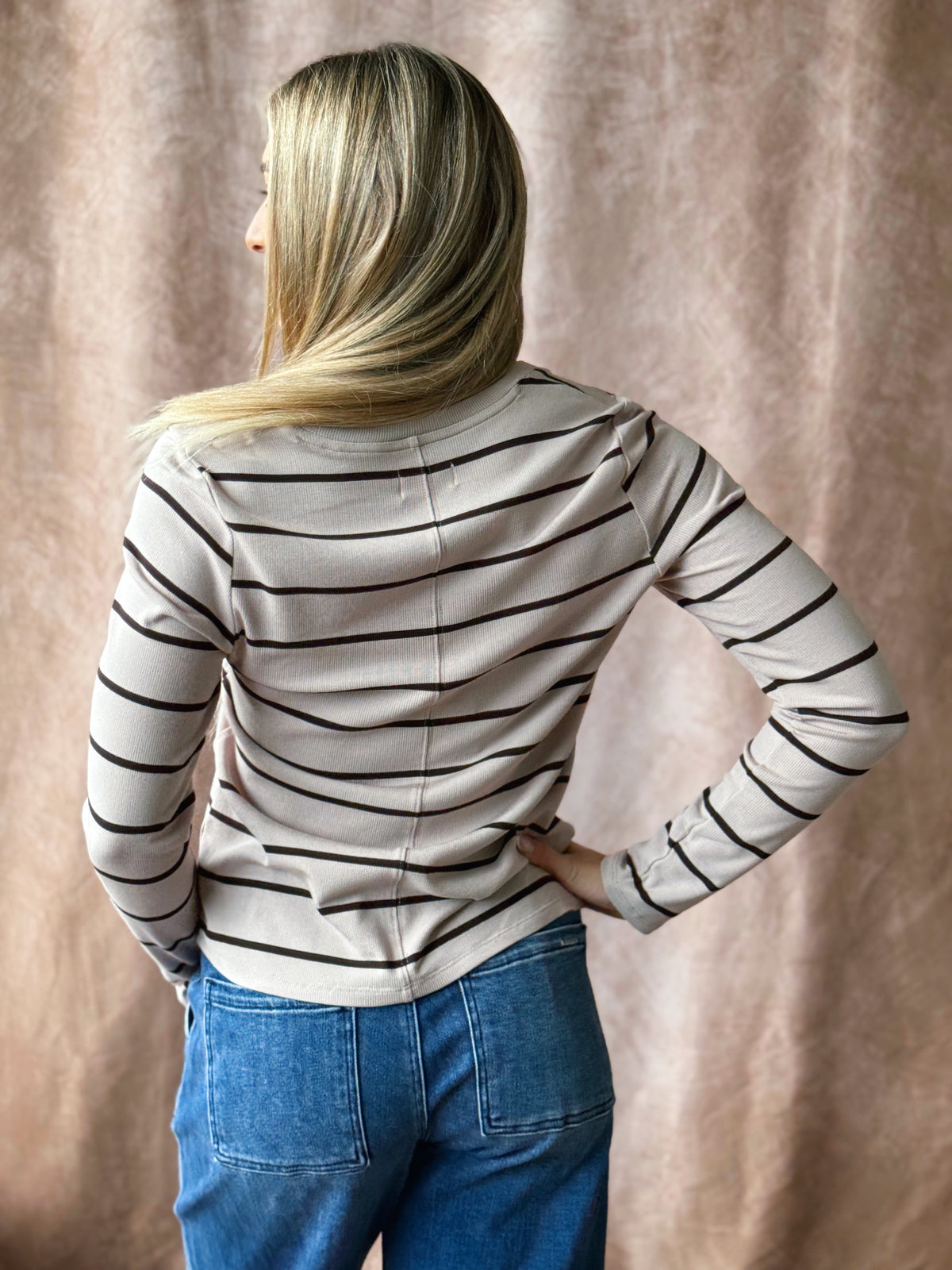 Lauren Top - PEBBLE BROWN STRIPE