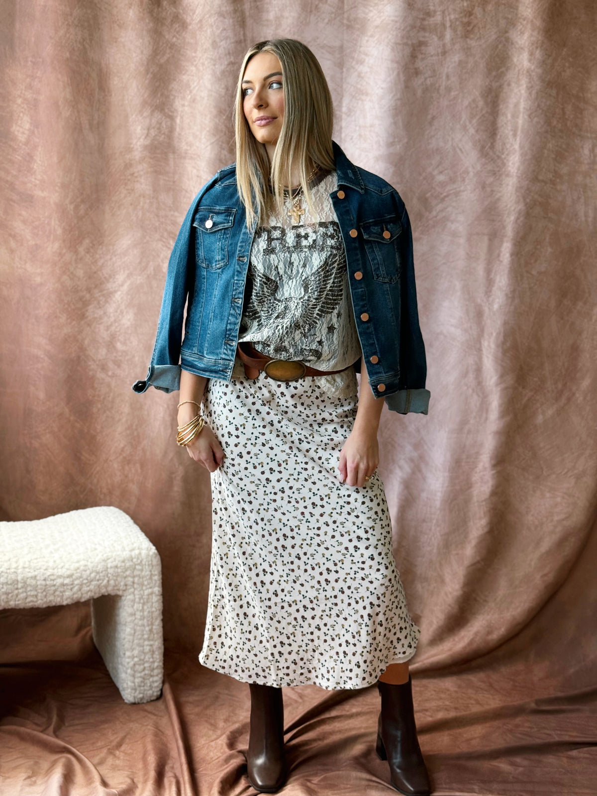 Southern Belle Skirt - CREAM/CHOCOLATE