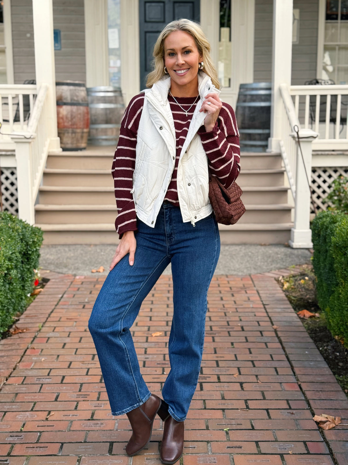 Year 29 Stripe Sweater - BURGUNDY