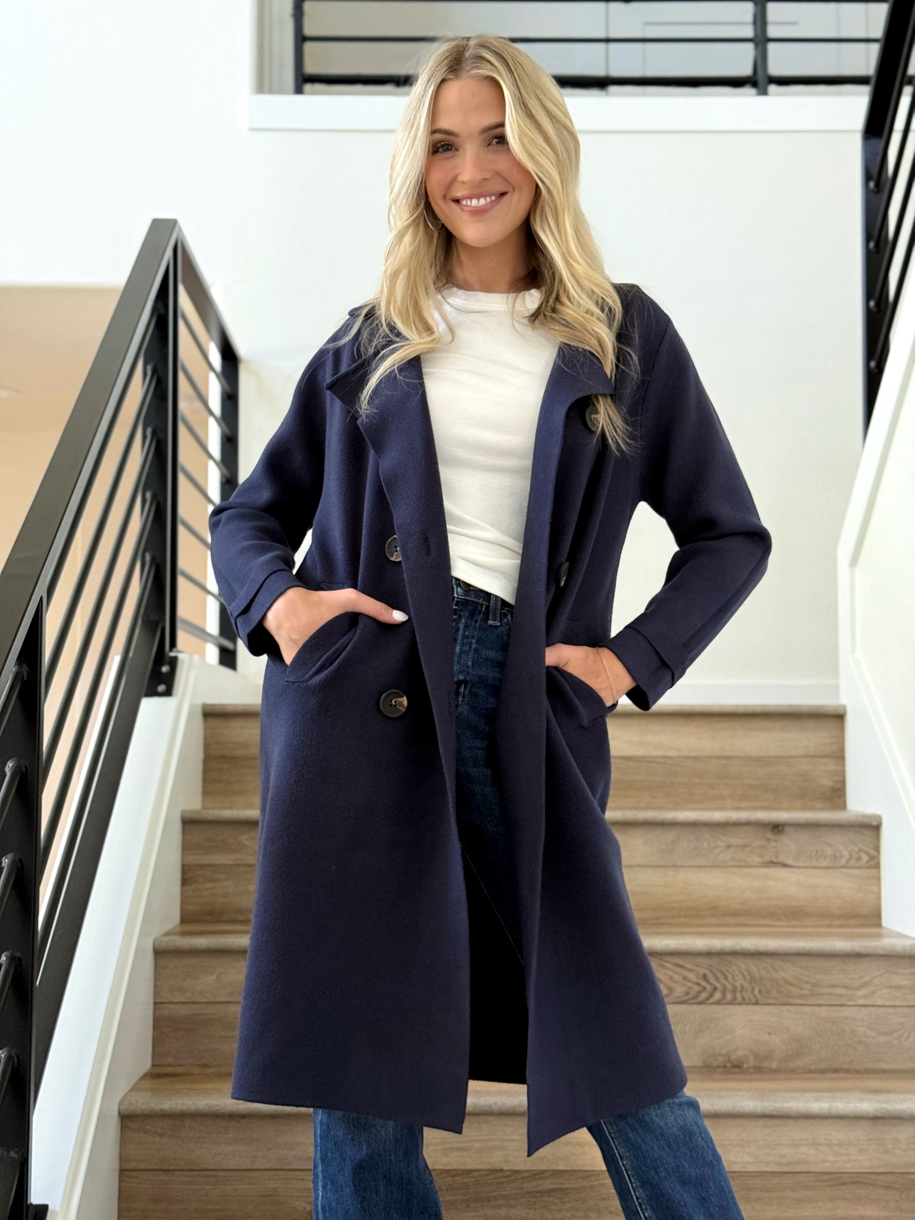 Anastasia Sweater Coat - NAVY