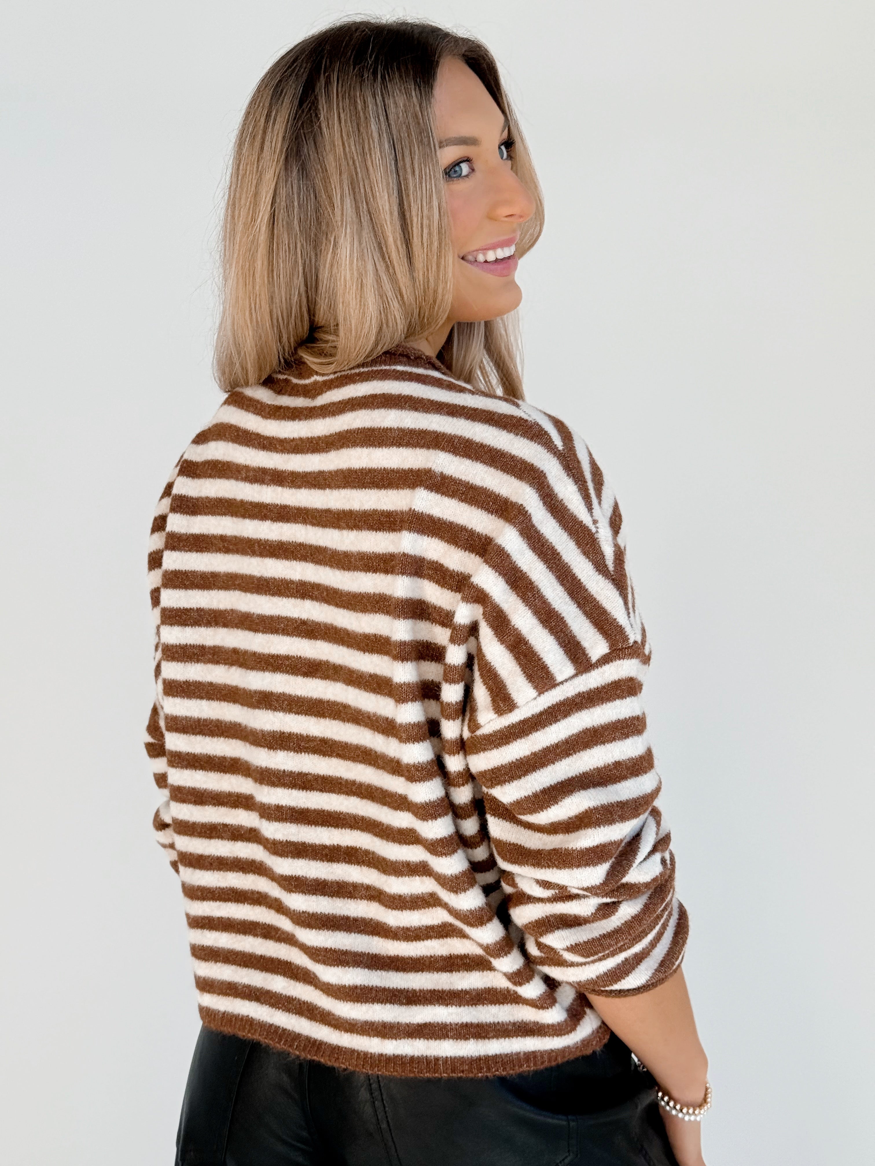 Simone Cardigan - IVORY/BROWN
