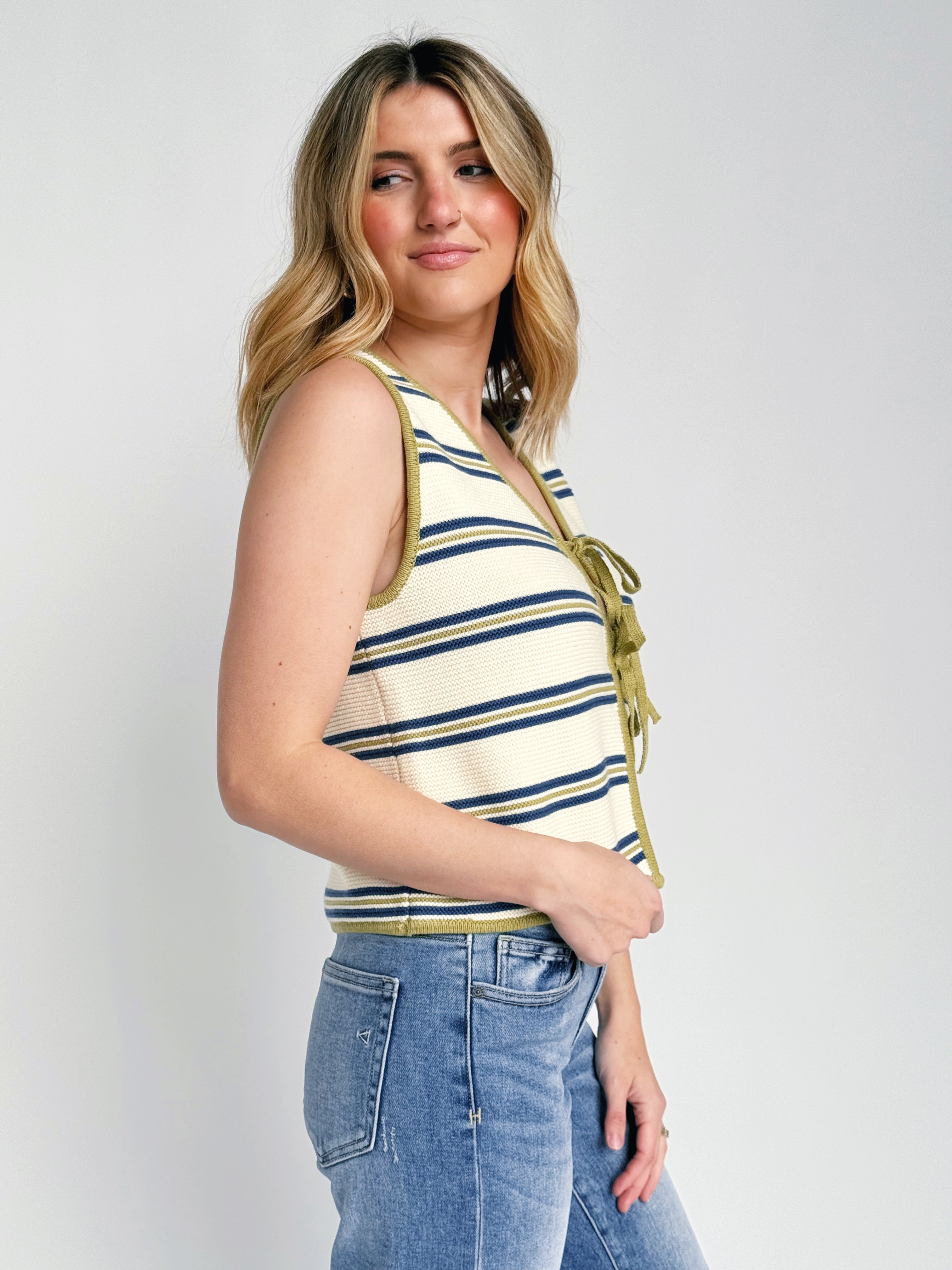 Portland Sweater Vest - GREEN/NAVY