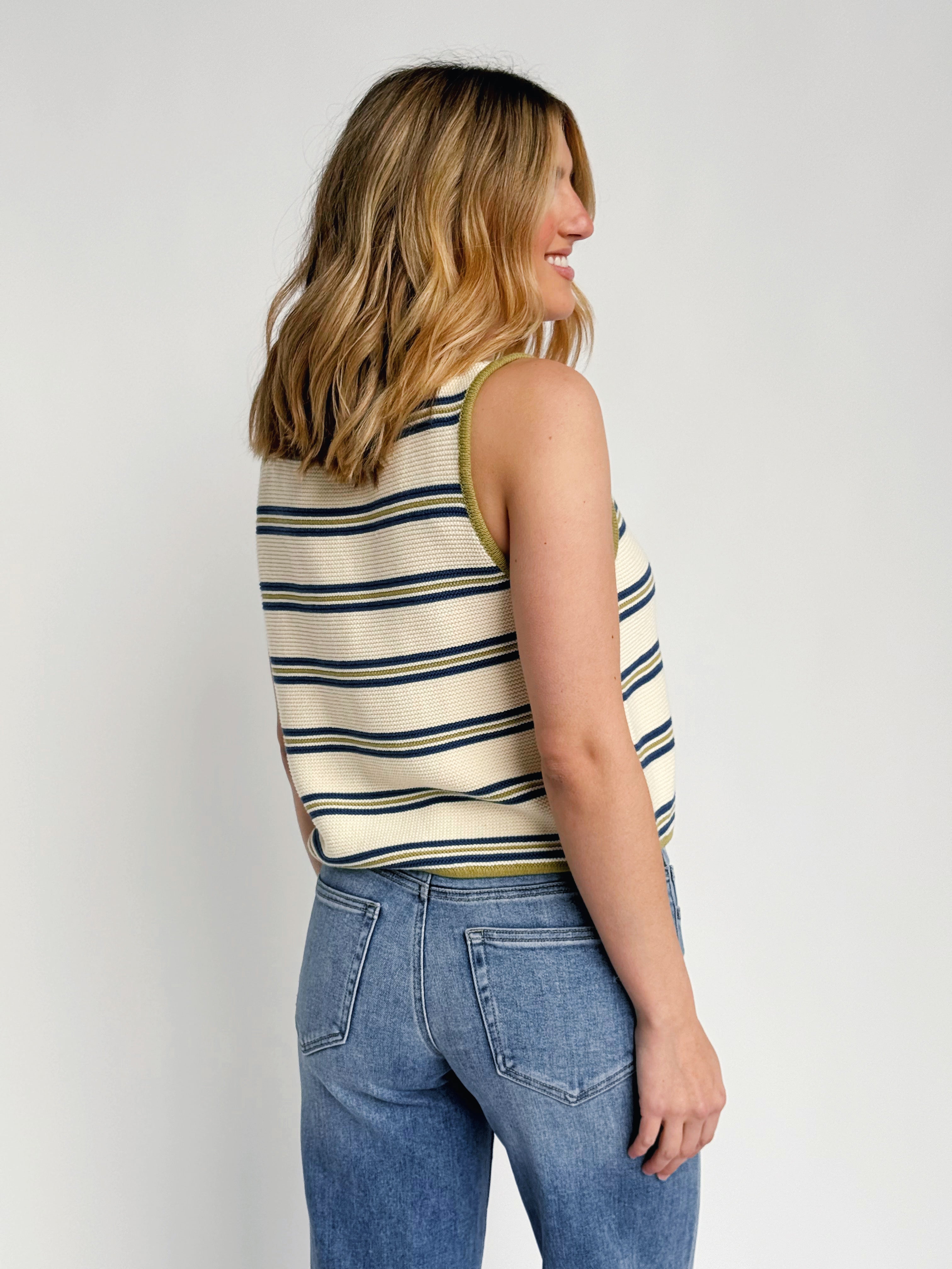 Portland Sweater Vest - GREEN/NAVY