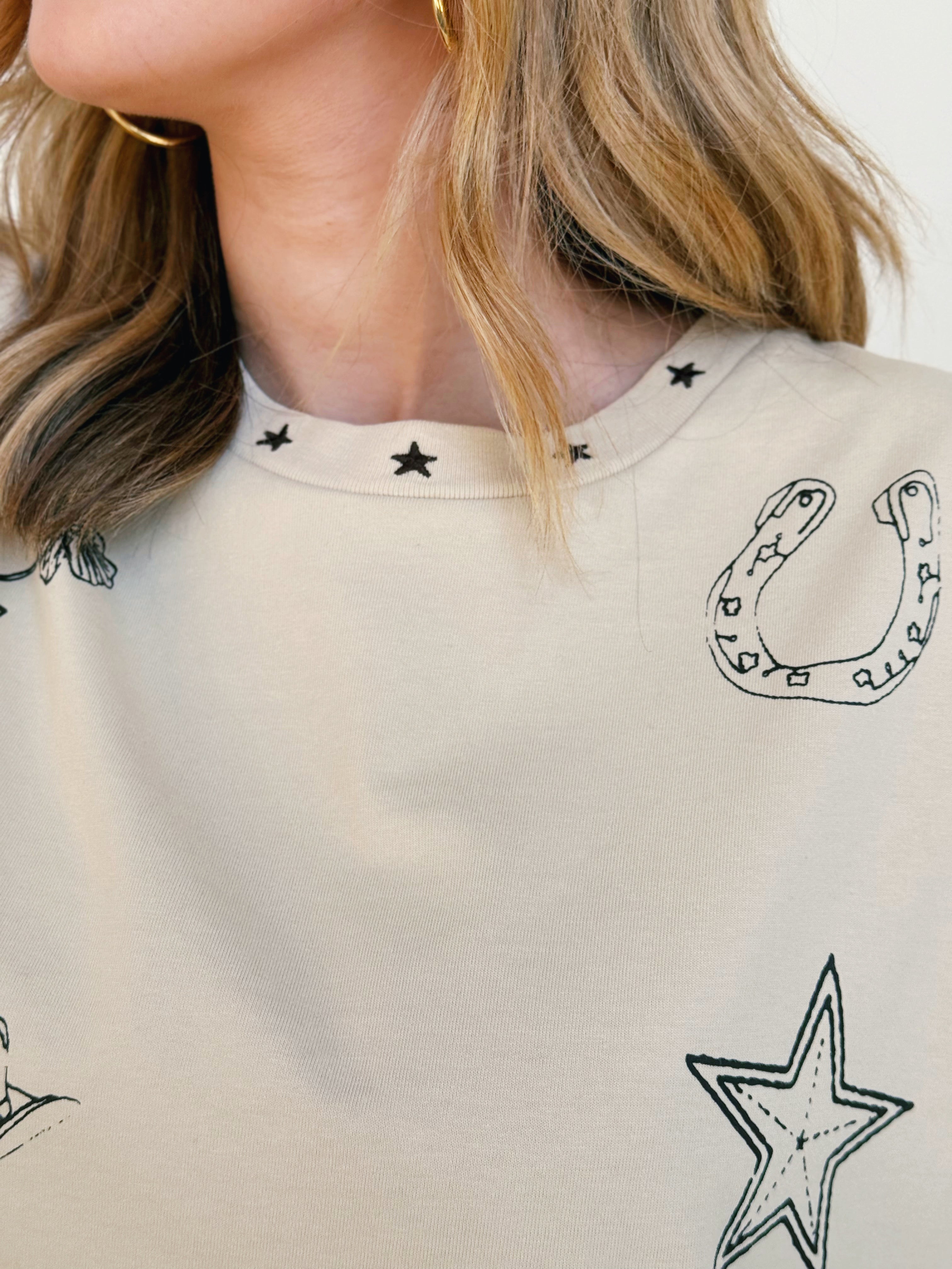 Western Wishes Graphic Tee - BONE