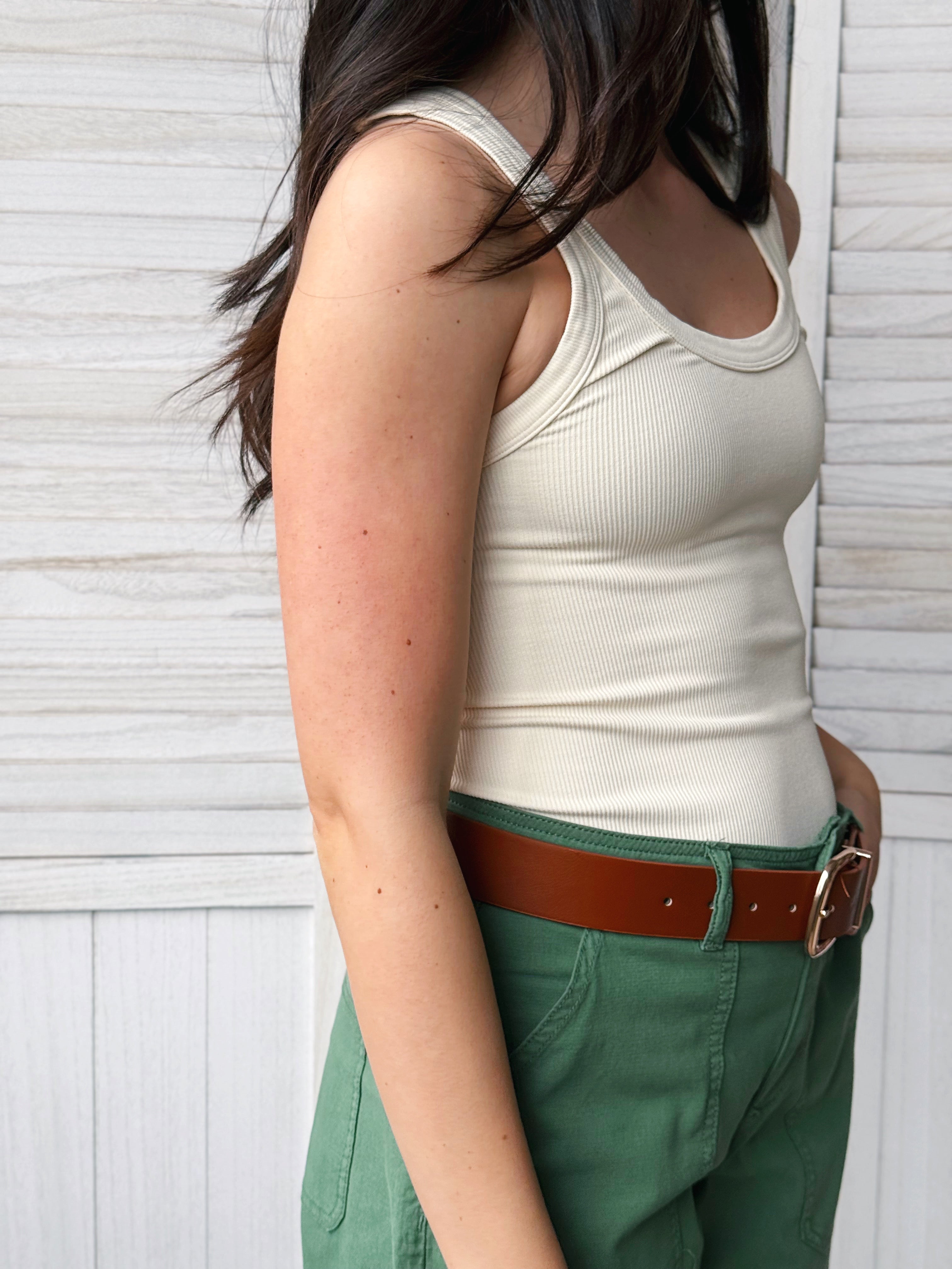 Reversible Ribbed Tank - BUTTER CREAM