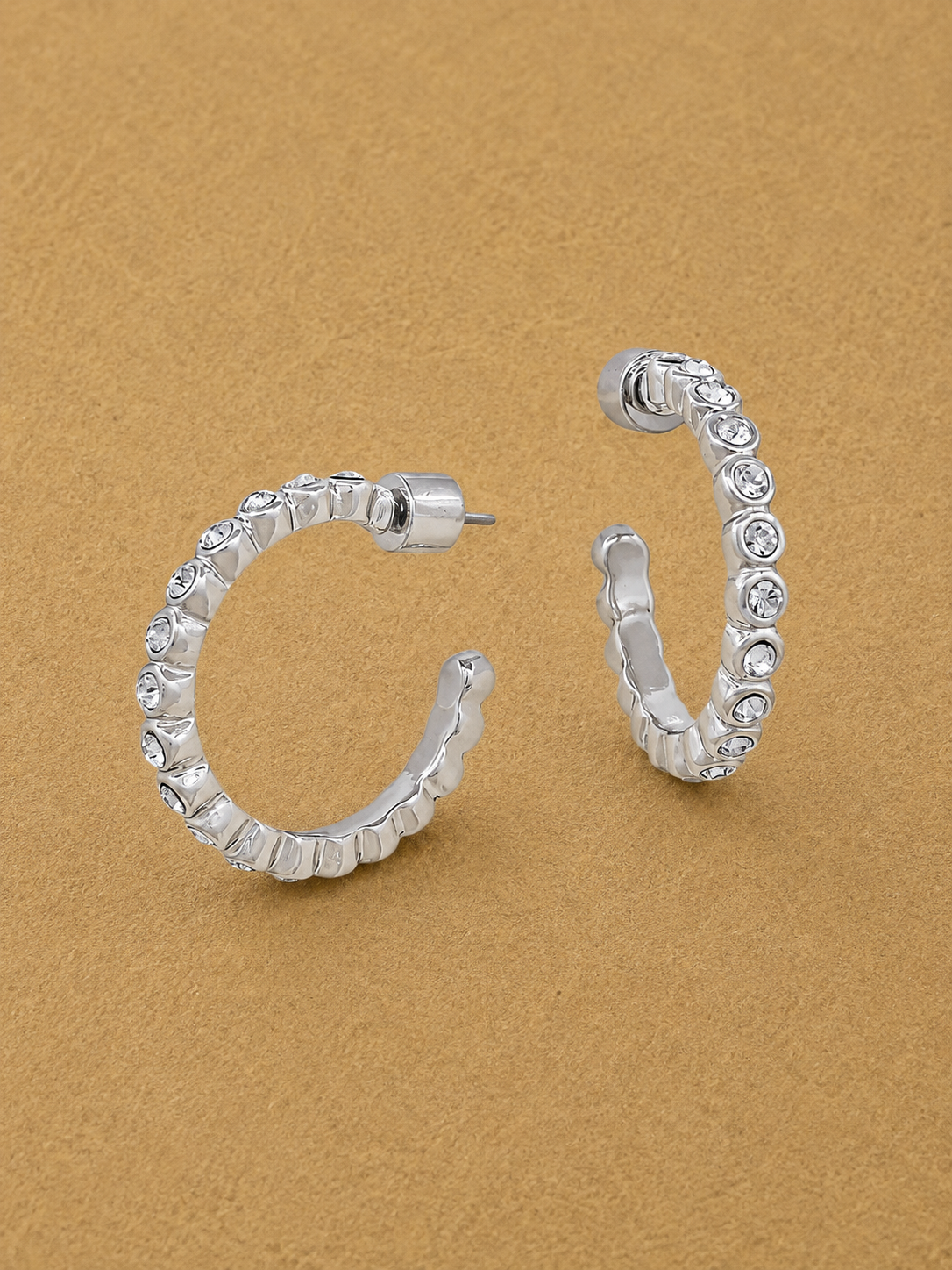 Crystal Hoop Earrings - SILVER