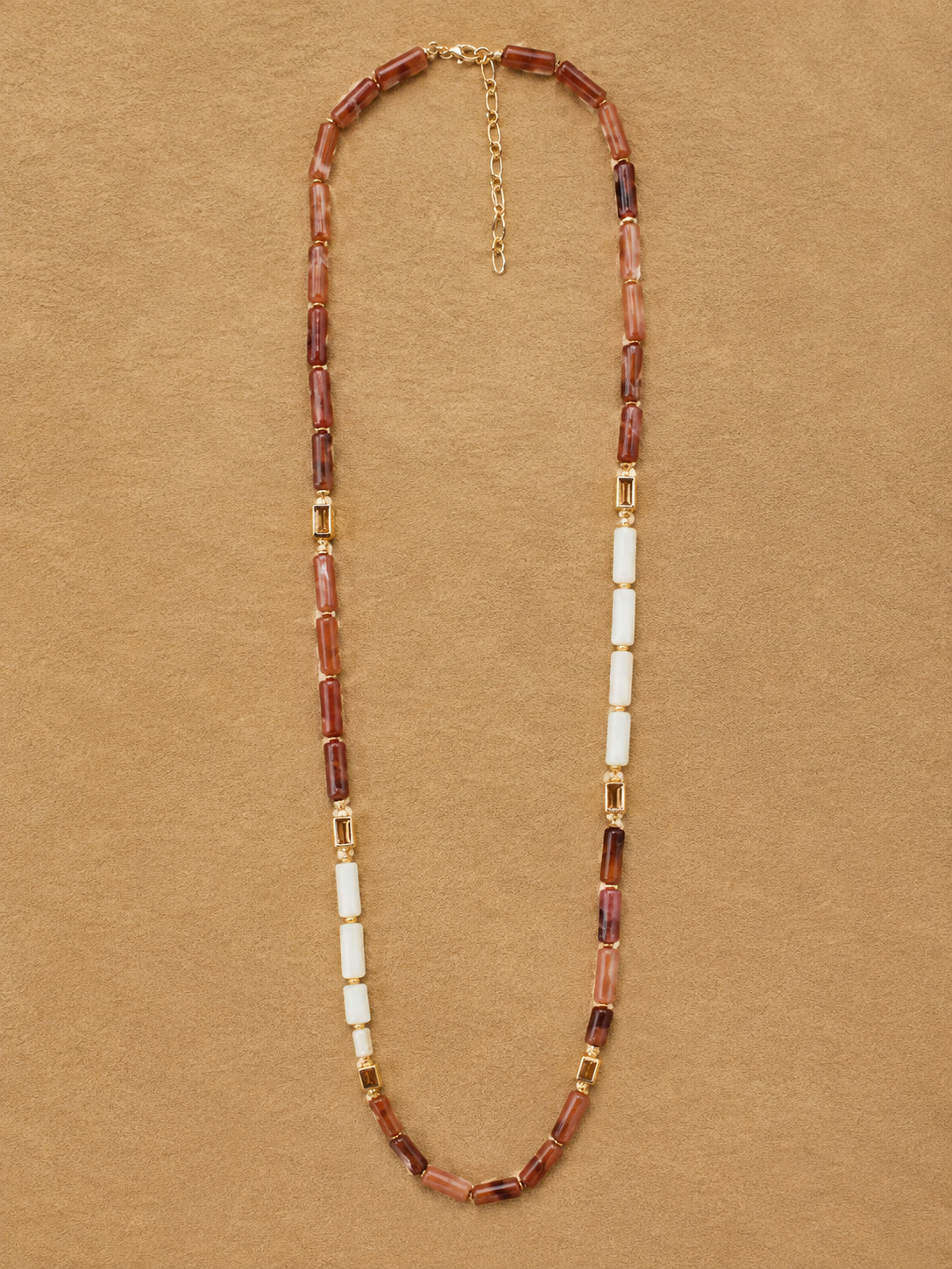 Clarissa Glass Bead Necklace - BROWN