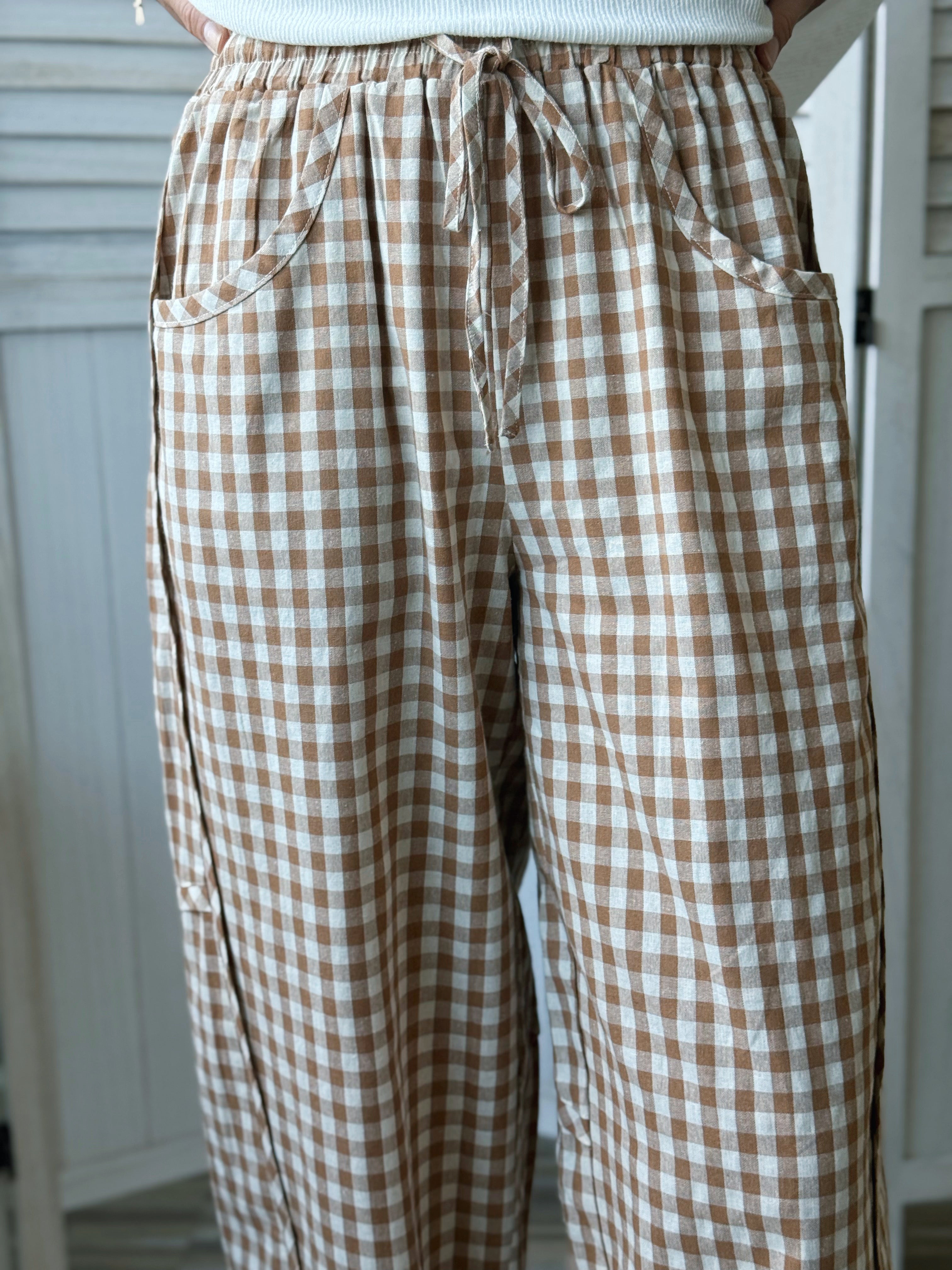 Just Add Joy Barrel Pants - CAMEL