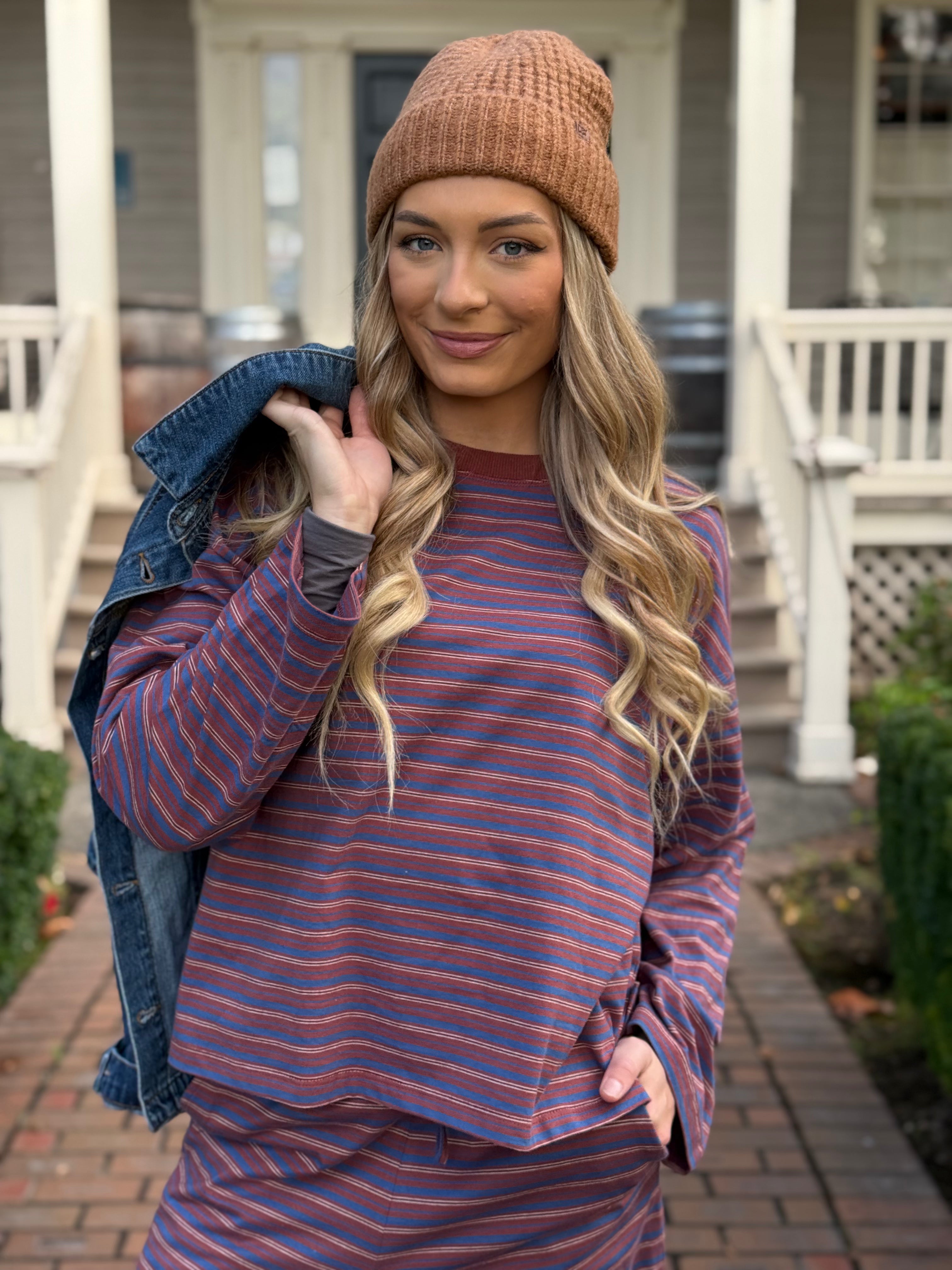 Scout It Out Long Sleeve Top - SIENNA COBALT