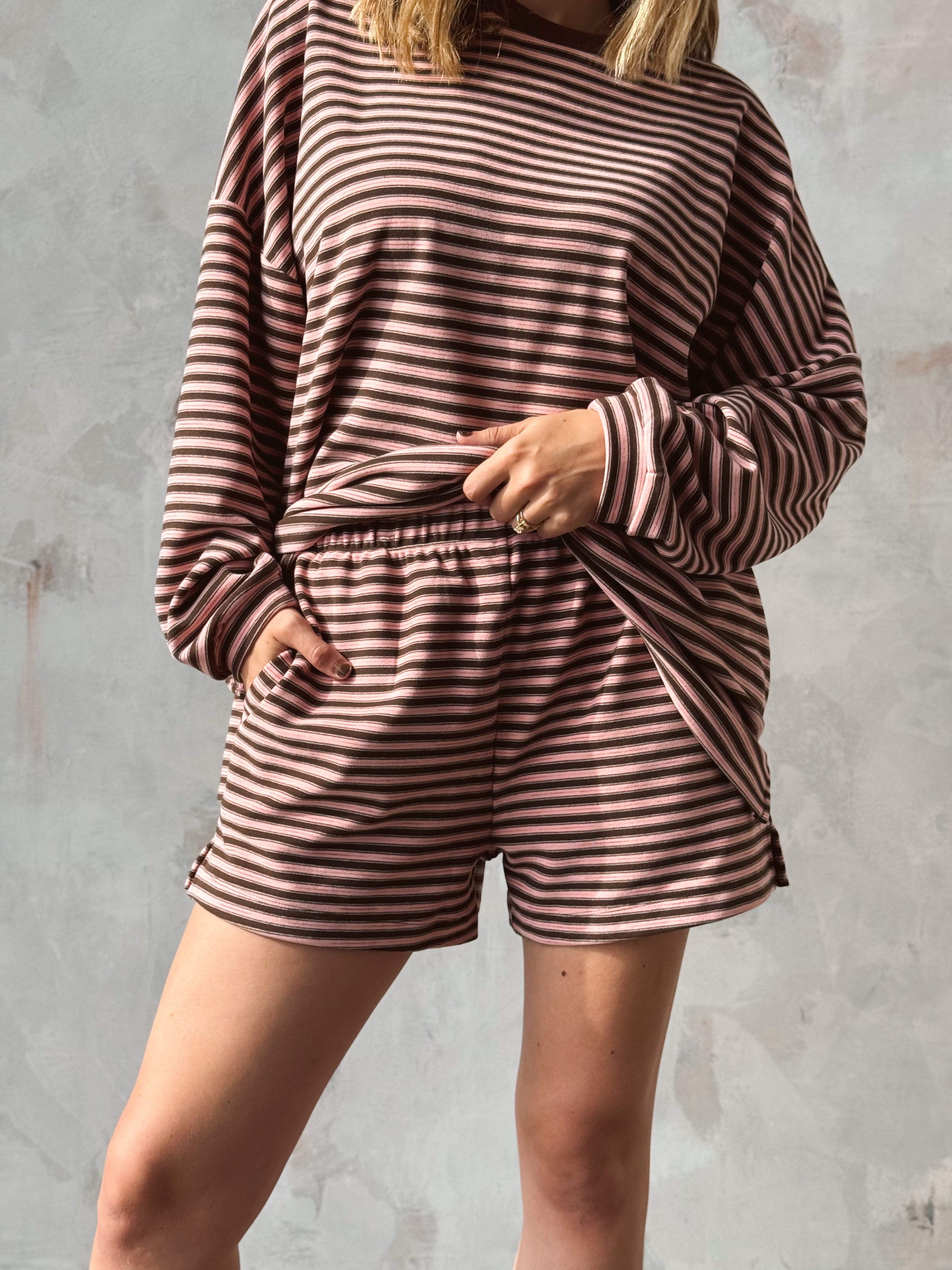 Cozy Stripe Shorts - PINK
