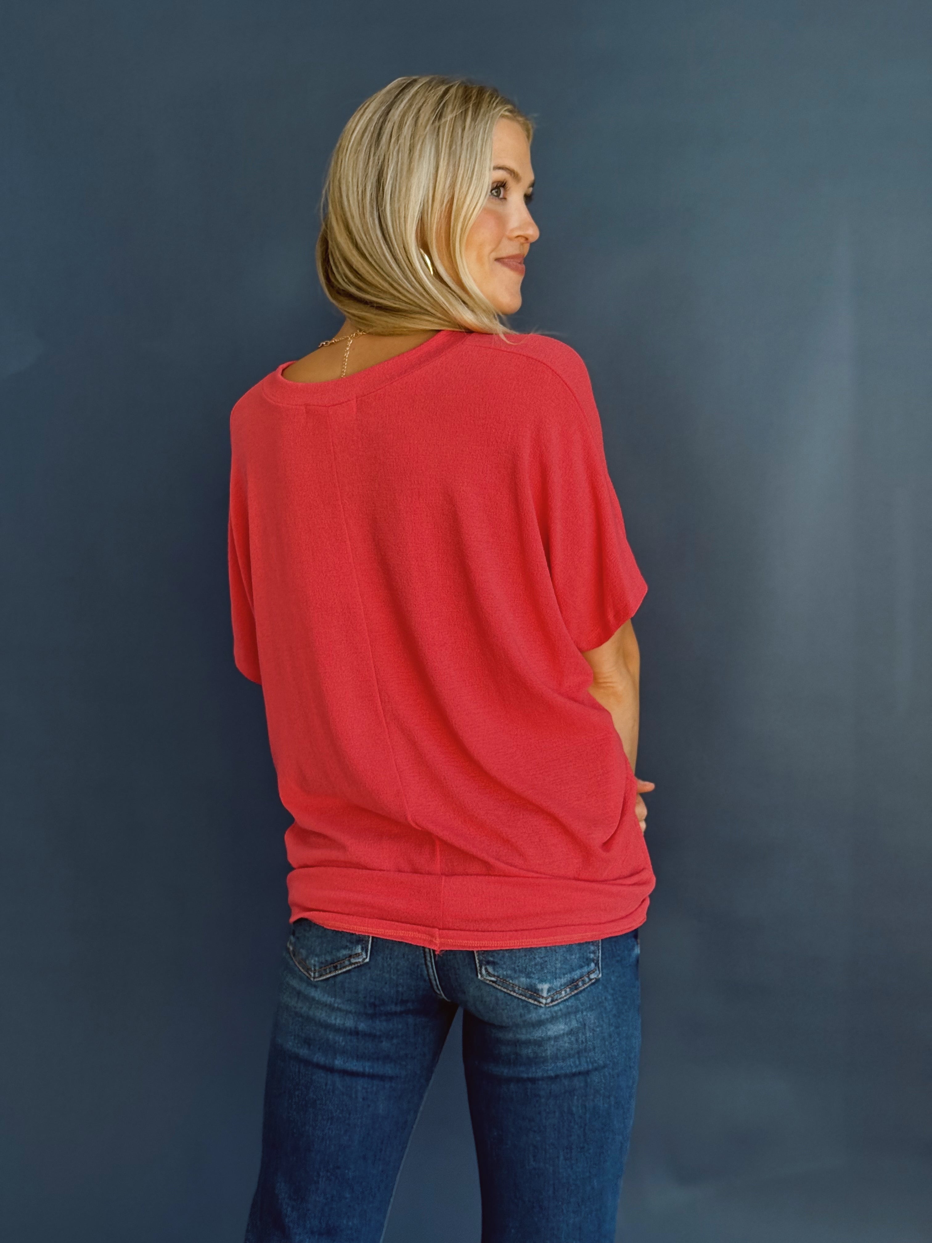 Lori V-Neck Tee - VIVA MAGENTA