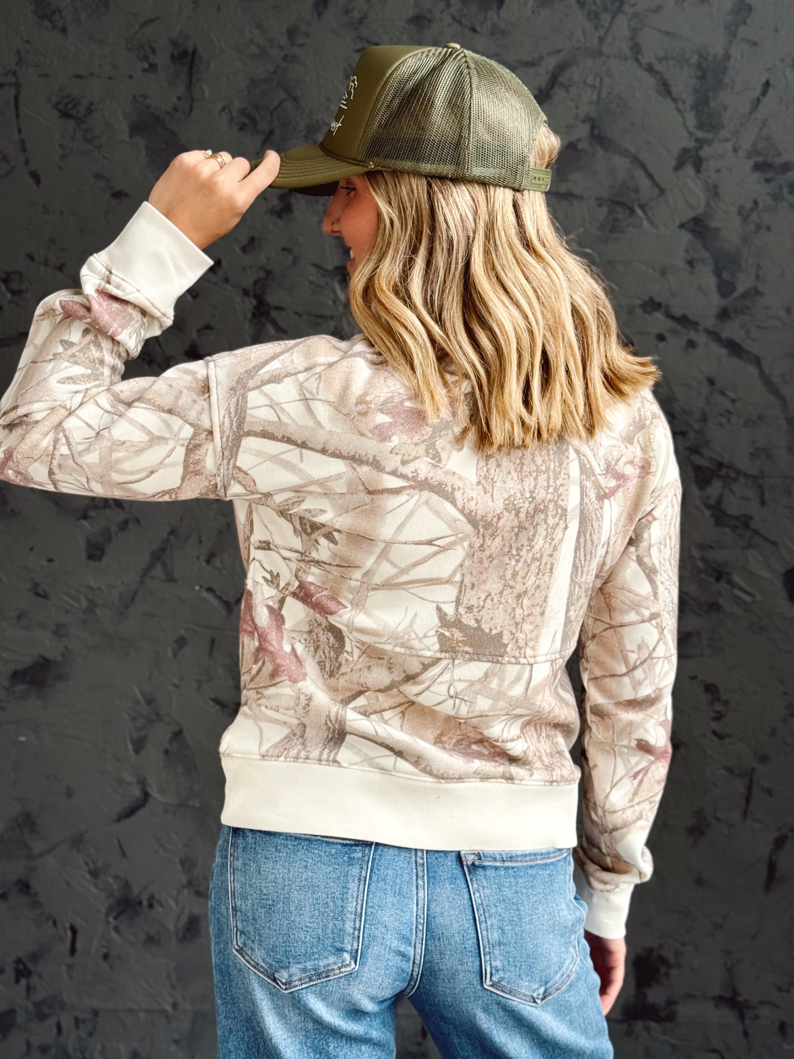 Savannah Half Zip Sweatshirt - MAUVE CAMO