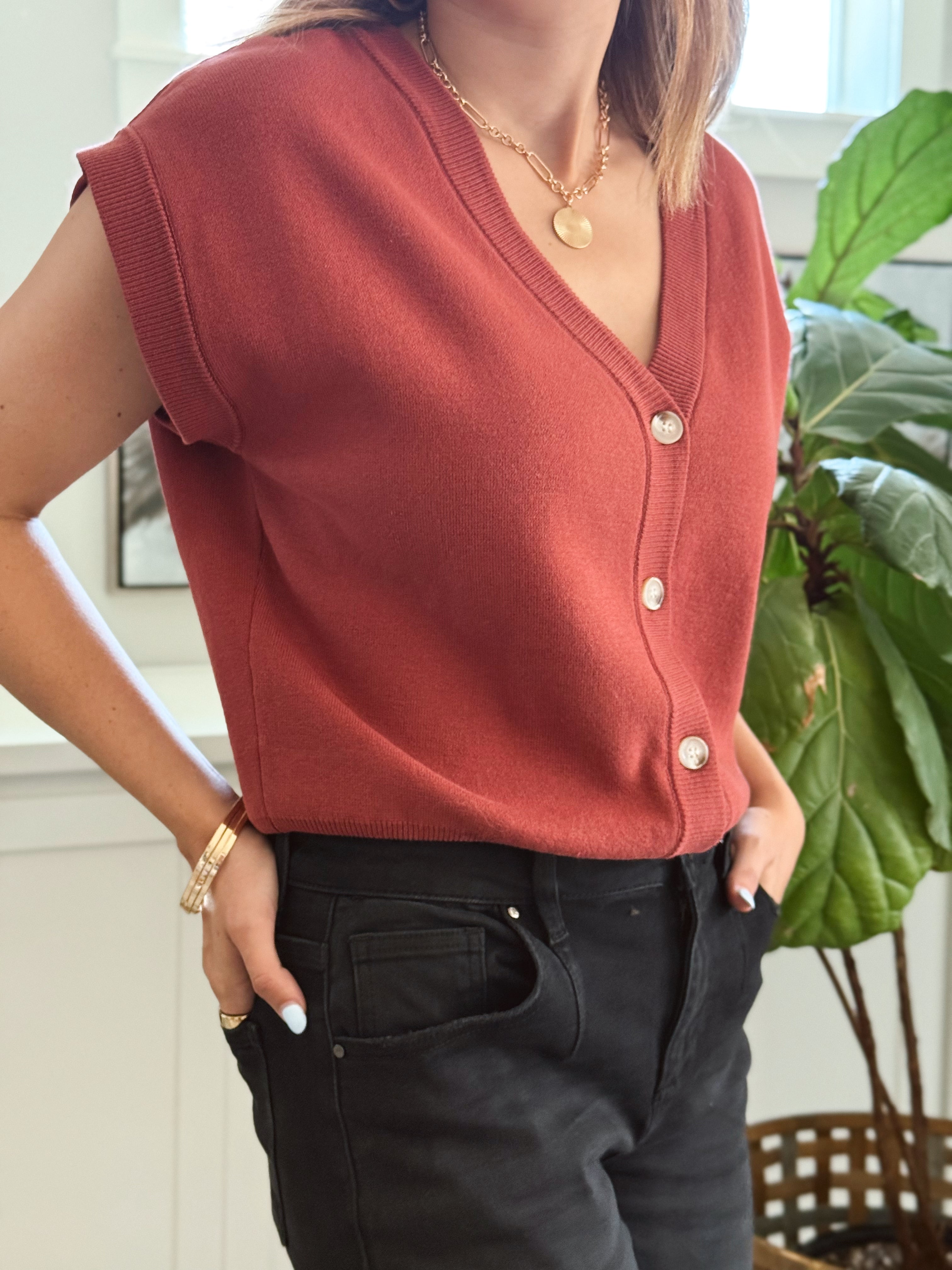 In My Element Sweater Vest - MAROON