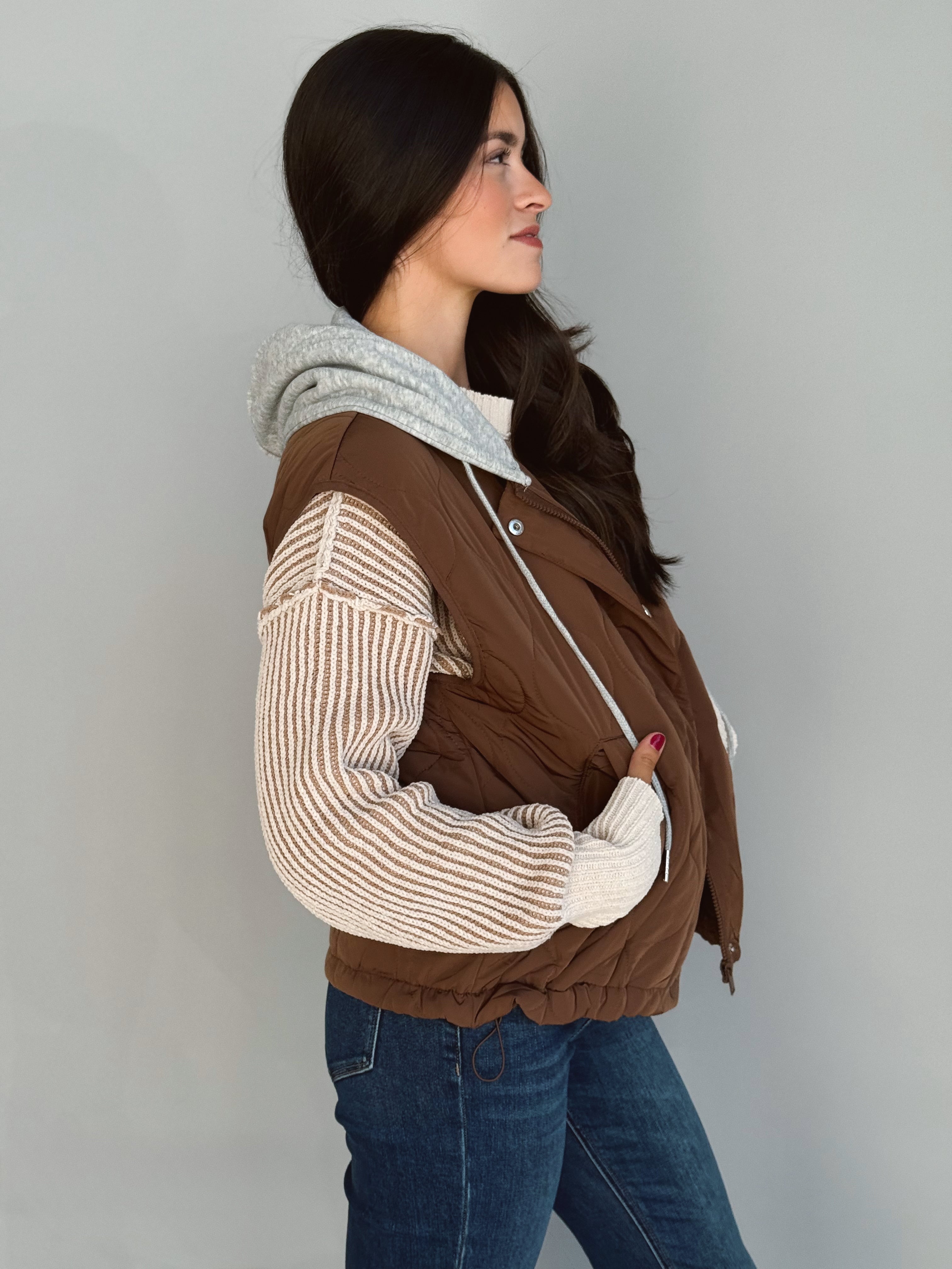 Christopher Hooded Vest - MOCHA