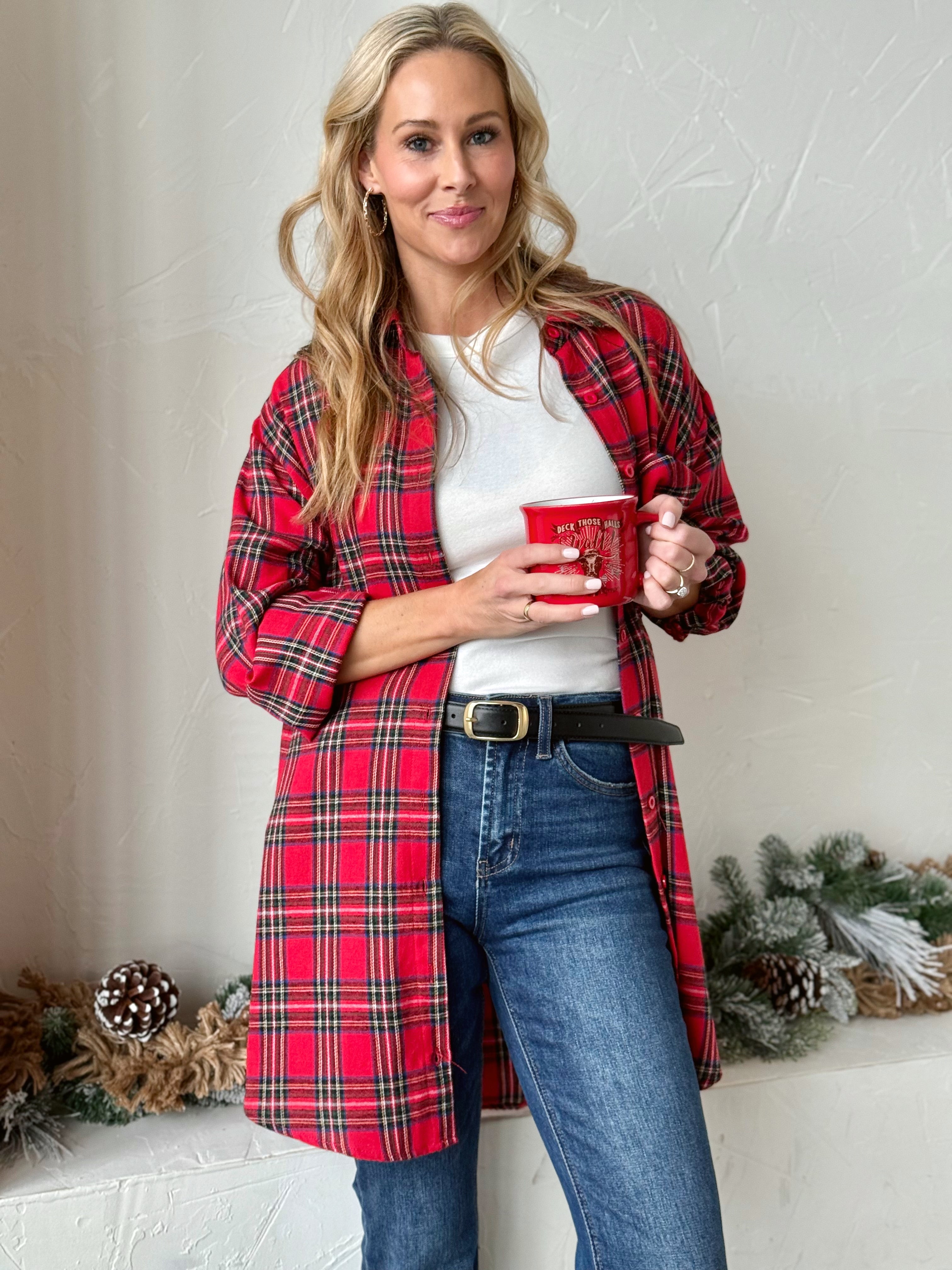 Highland Shirt Dress - RED