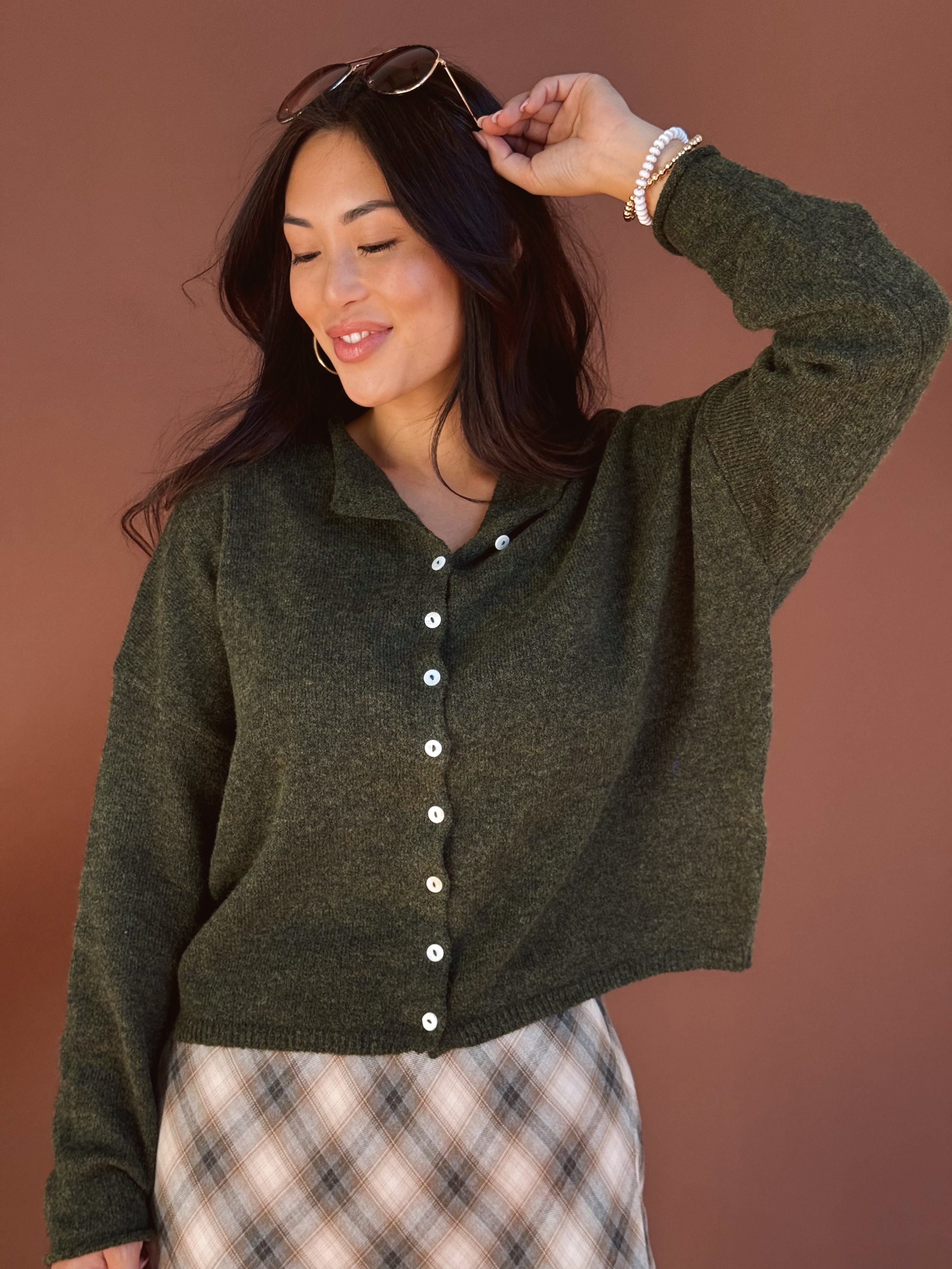 Simone Cardigan - HUNTER GREEN