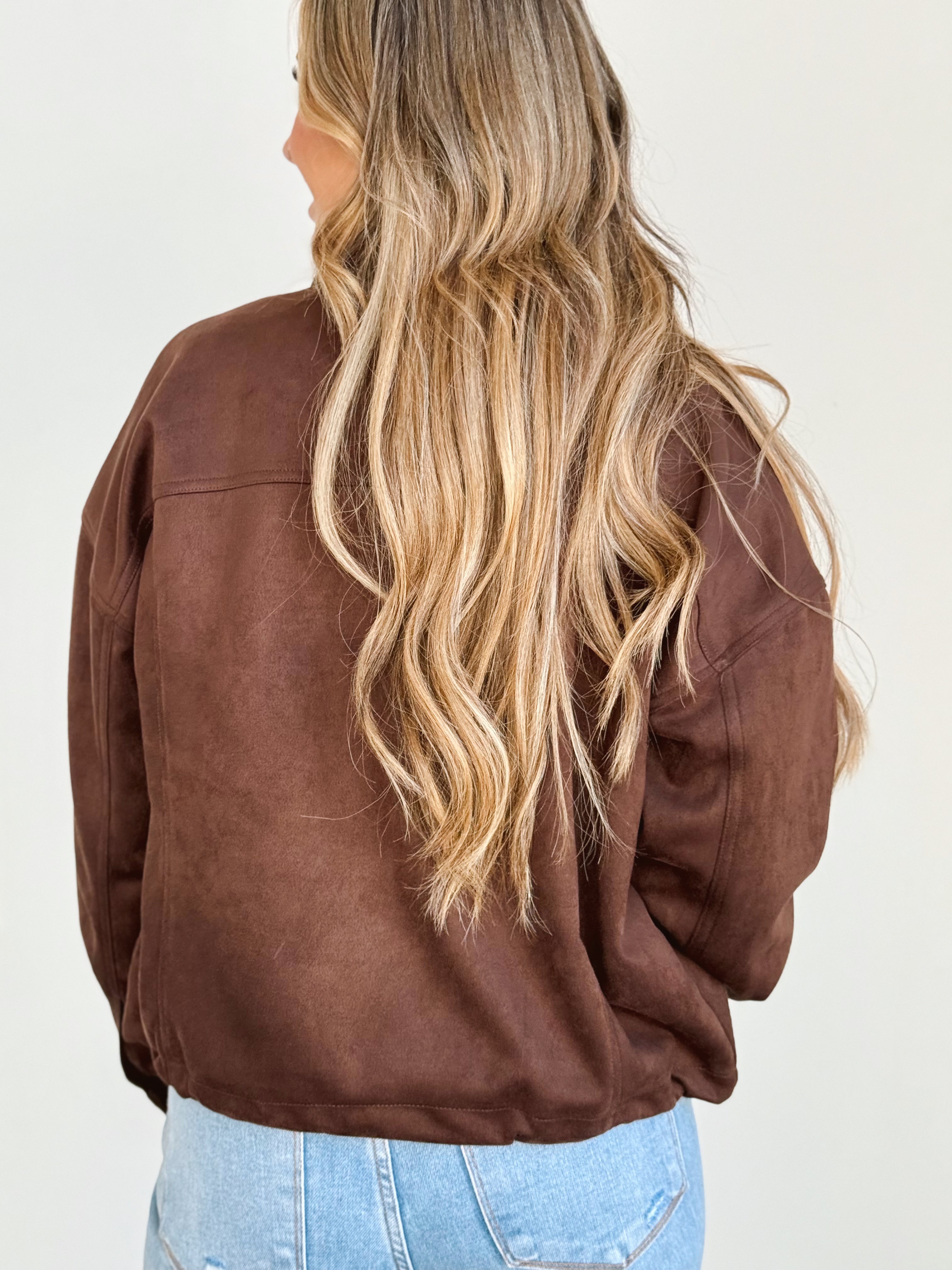 Lara Suede Jacket - CHOCOLATE BROWN