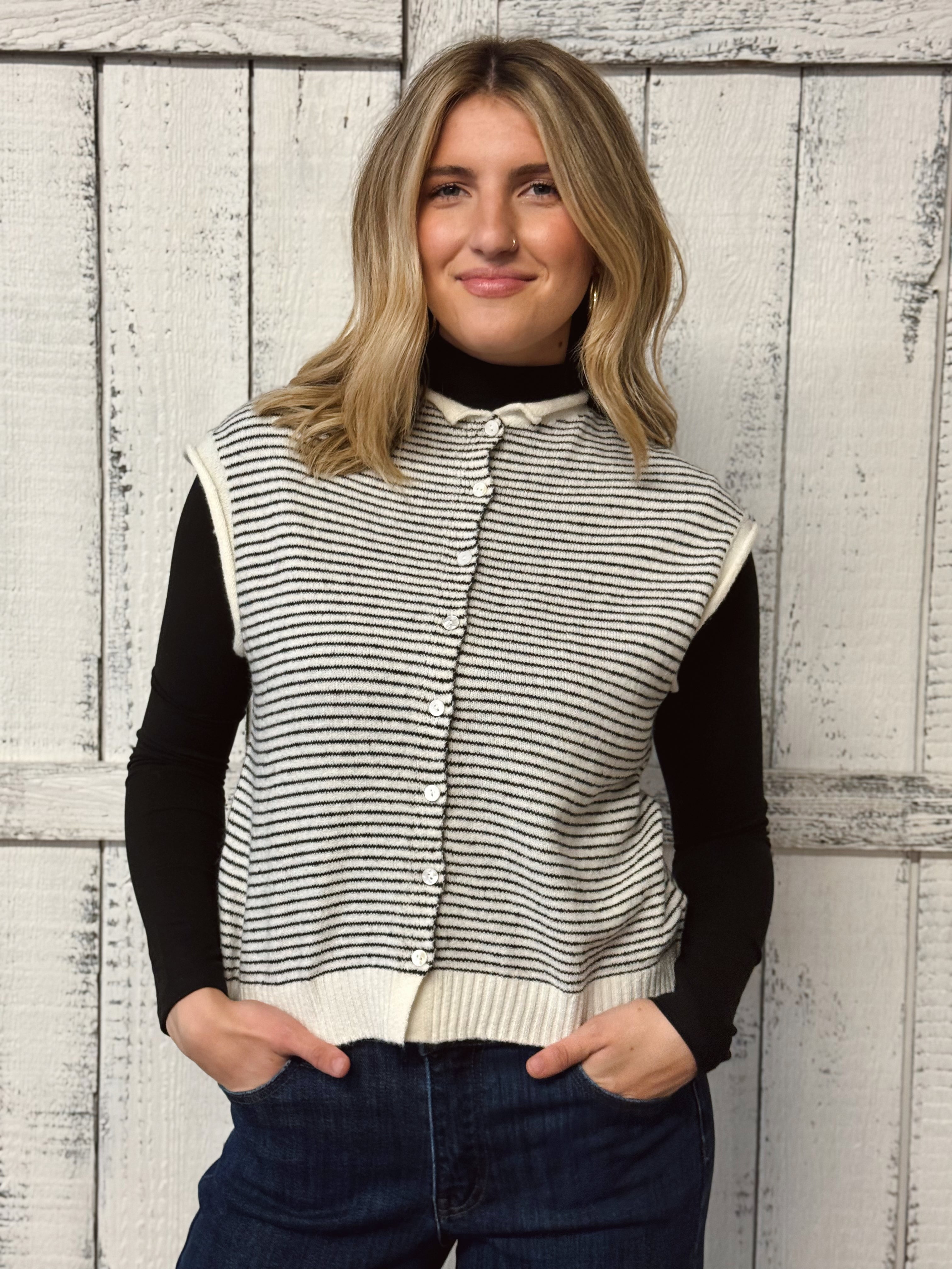 Kendall Cardigan - IVORY/BLACK