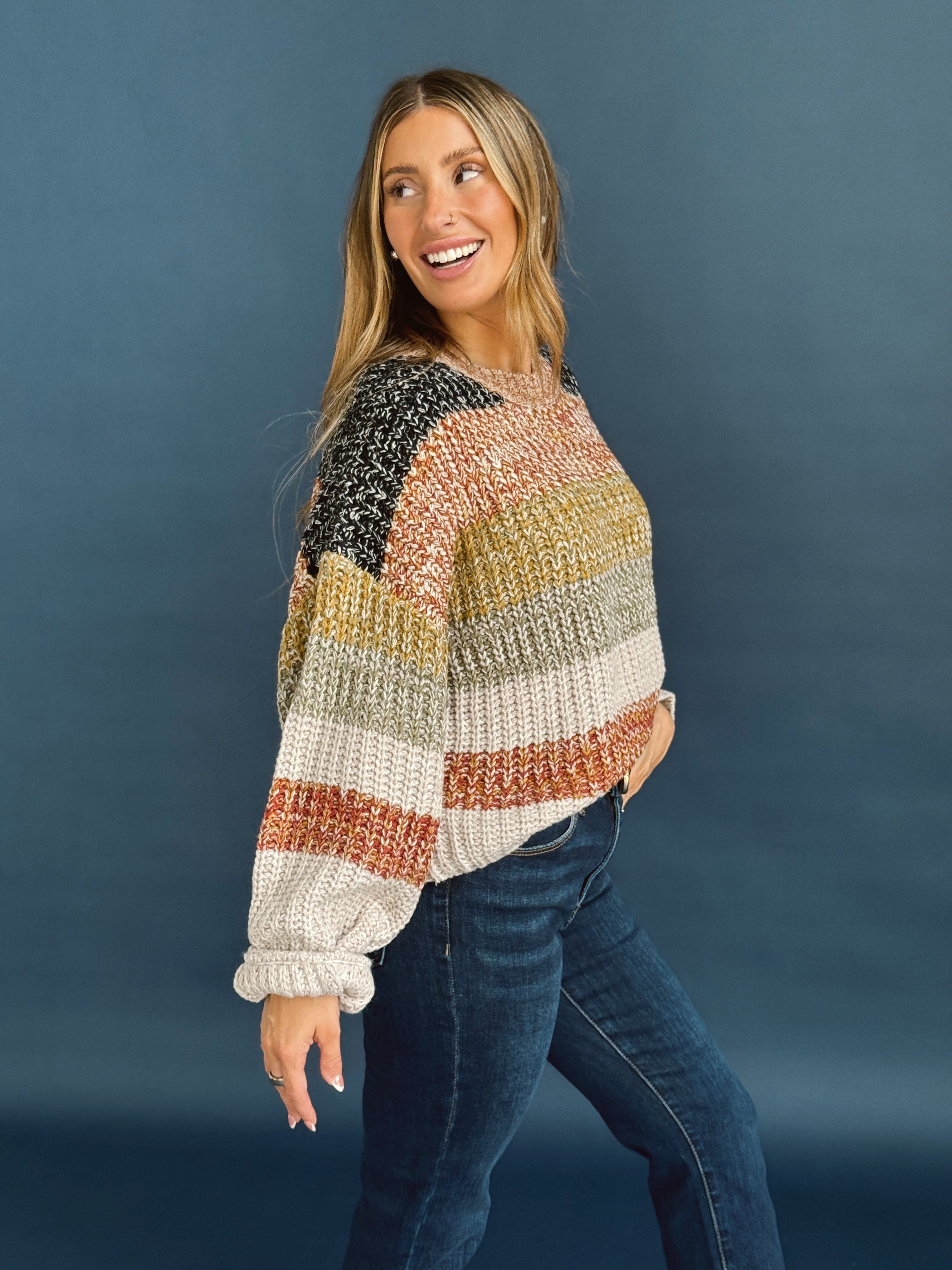 Turning Leaves Sweater - BLACK/TAUPE