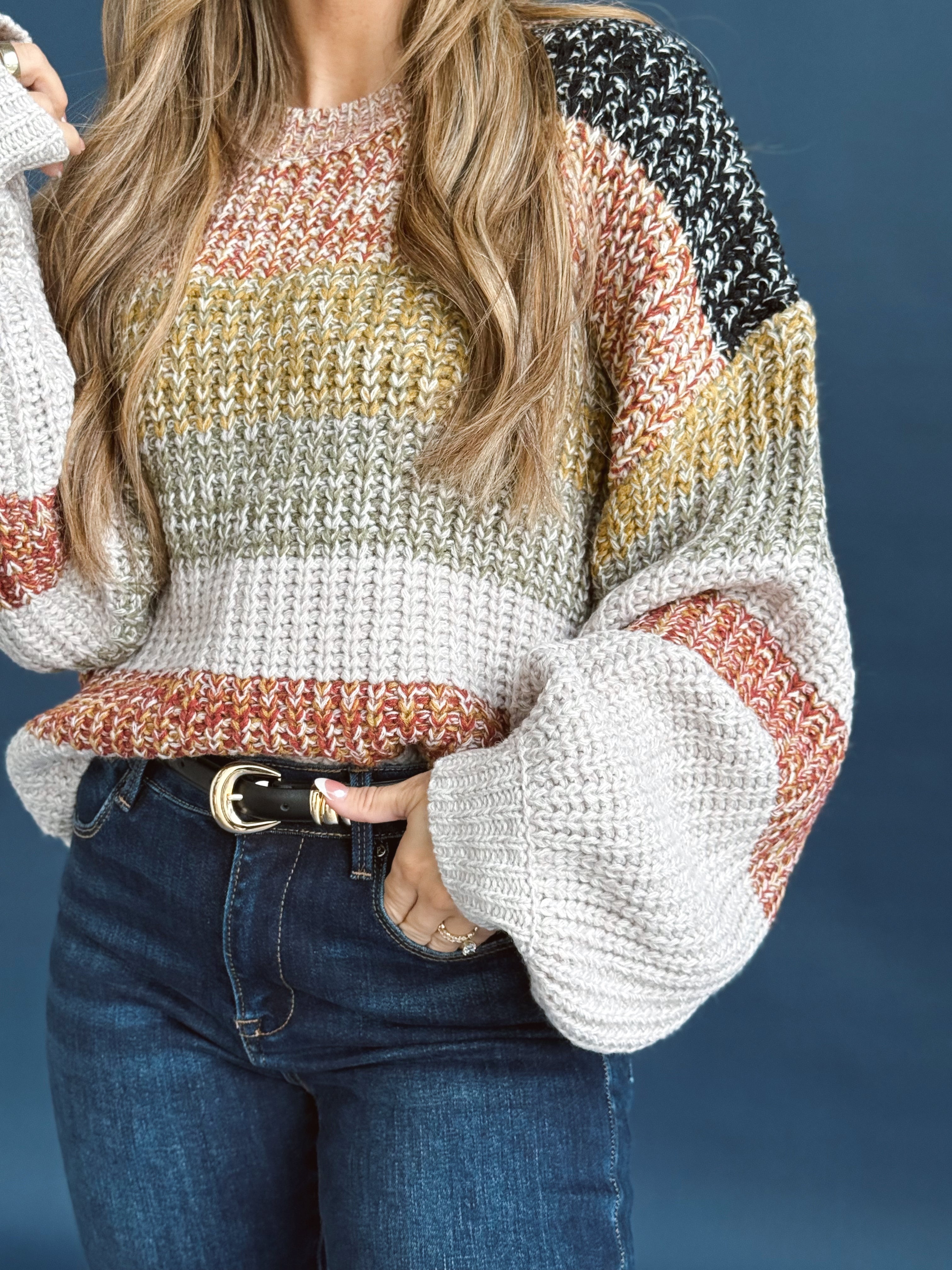 Turning Leaves Sweater - BLACK/TAUPE