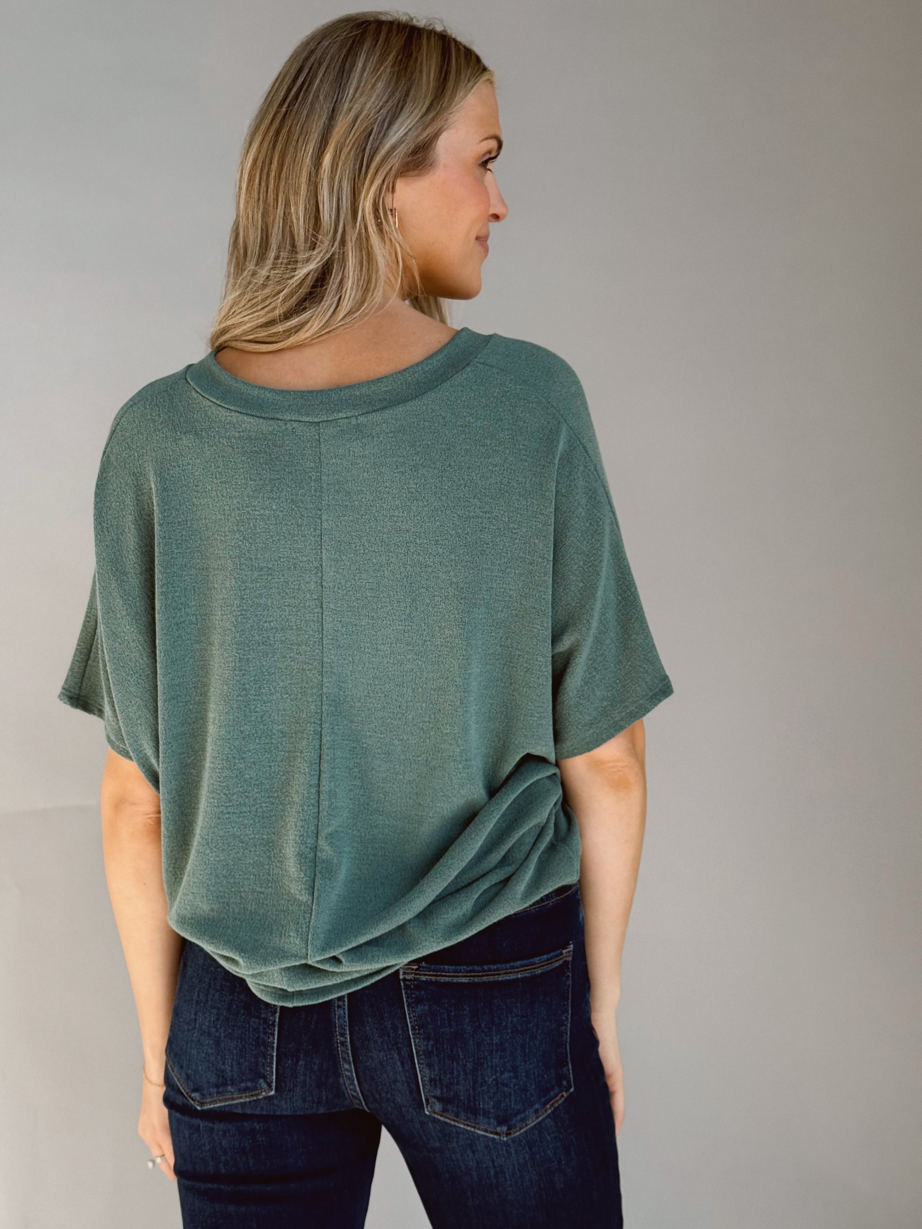 Lori V-Neck Tee - DARK SAGE