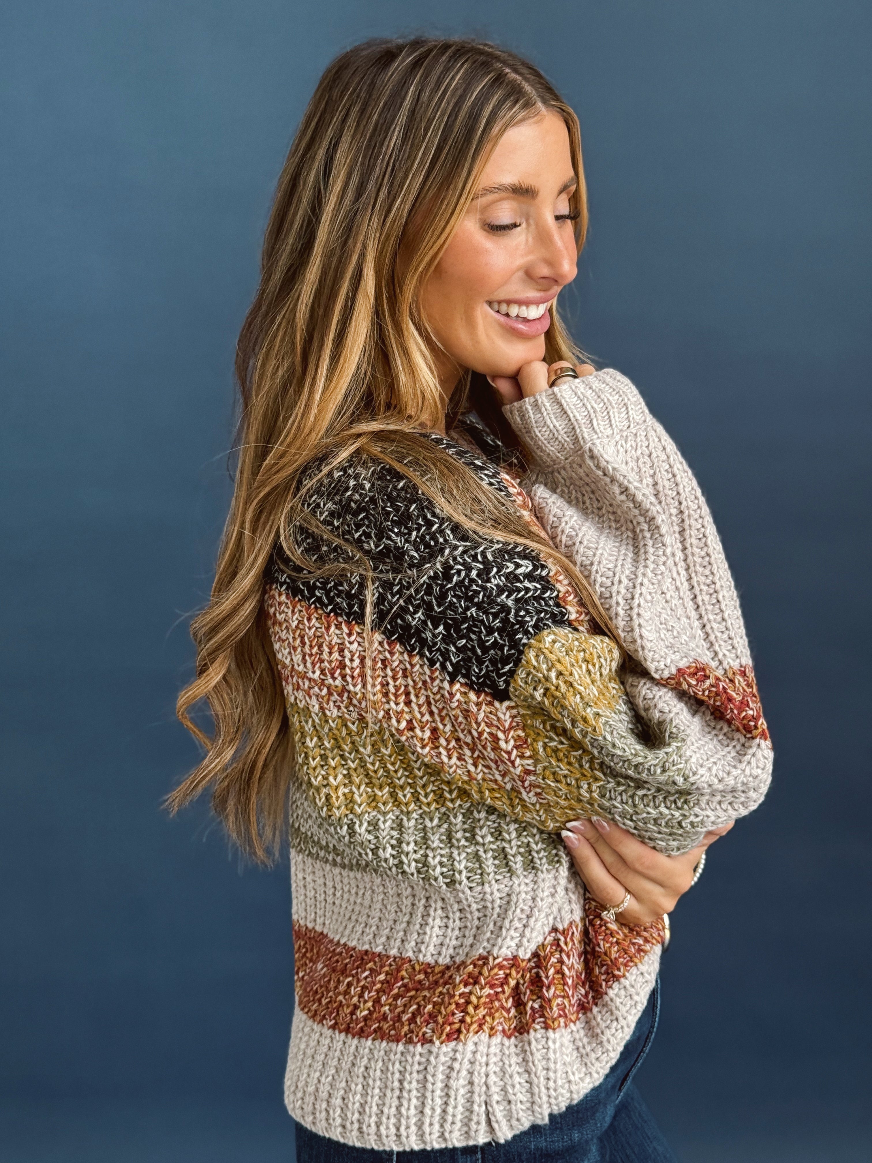 Turning Leaves Sweater - BLACK/TAUPE