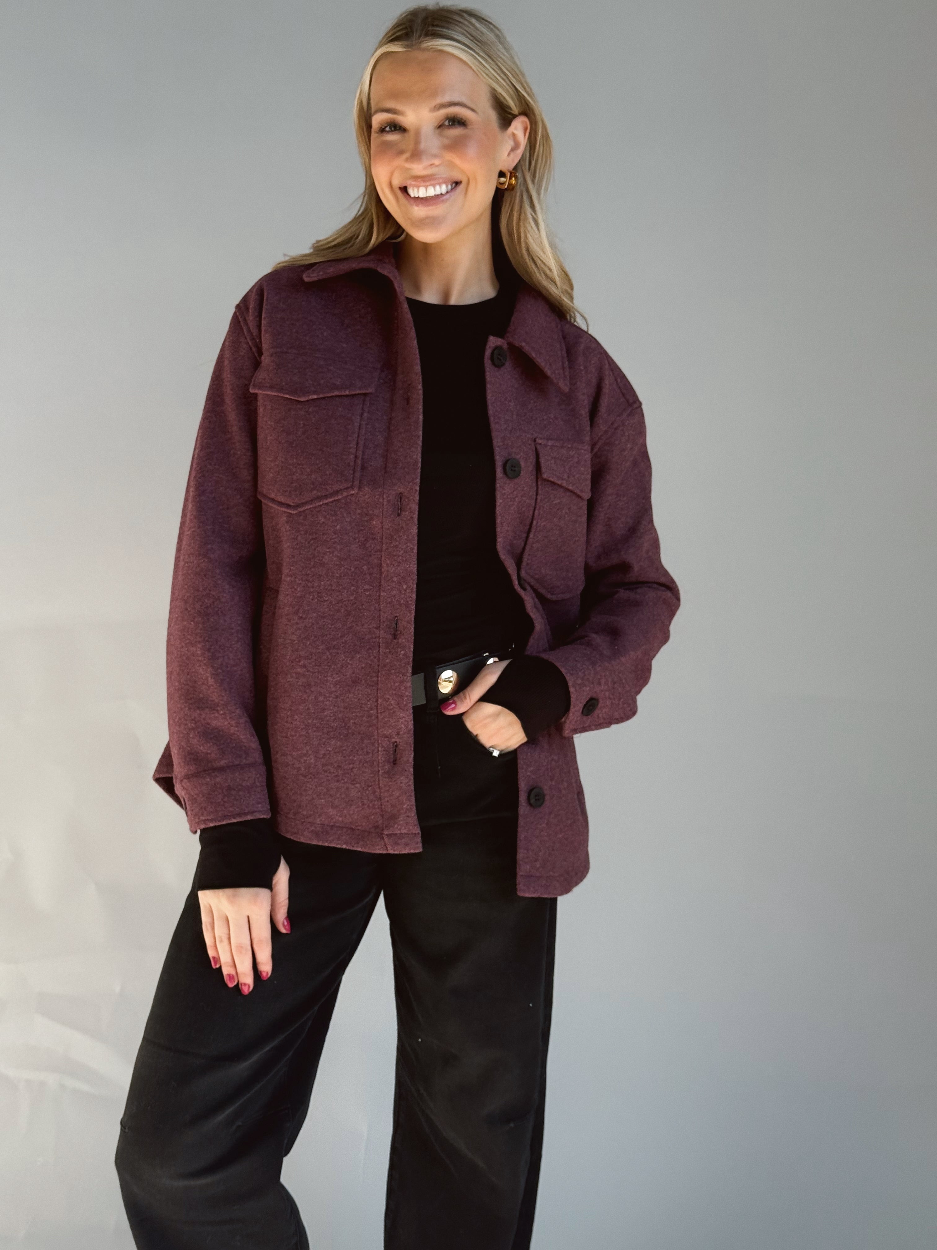 Willows House Blend Shacket - BURGUNDY