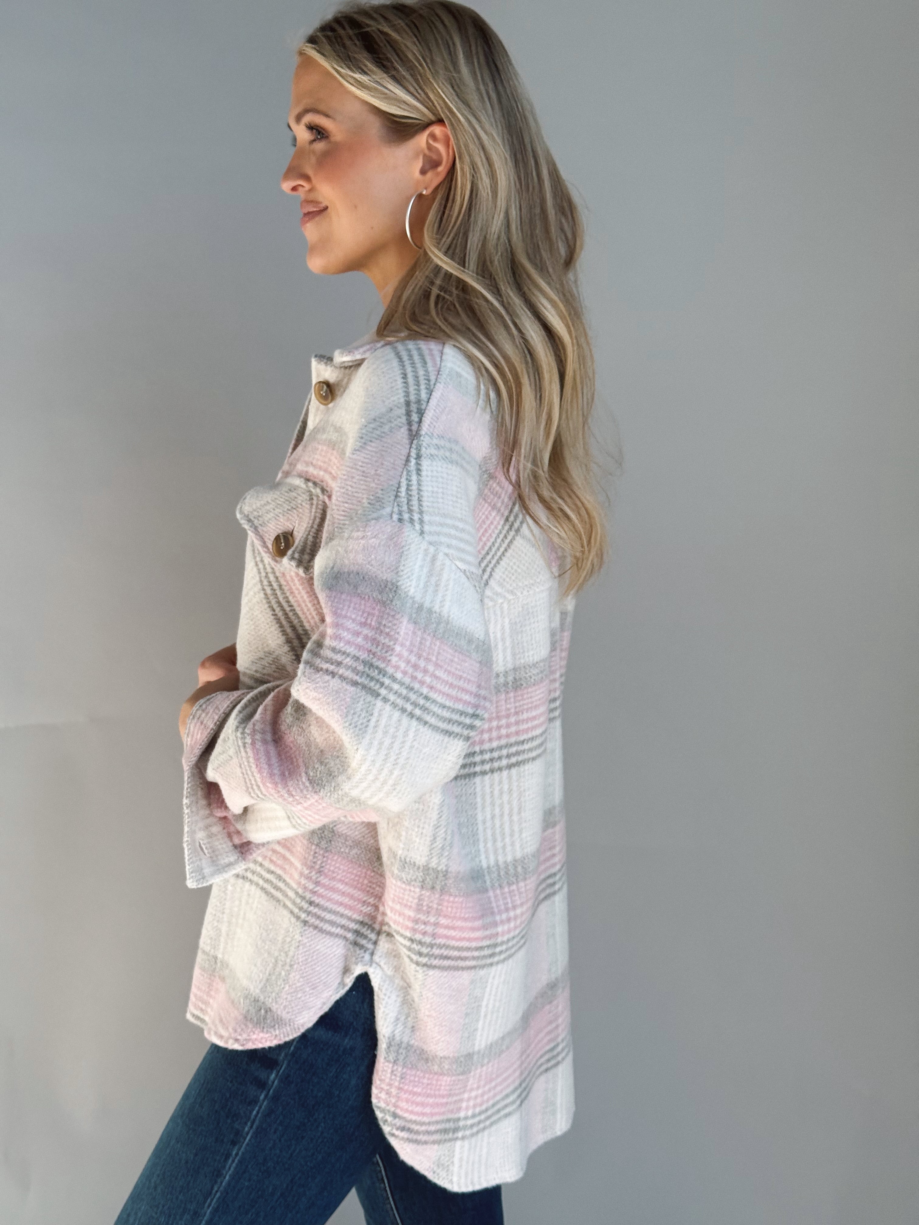 Campfire Shacket - TAUPE/PINK