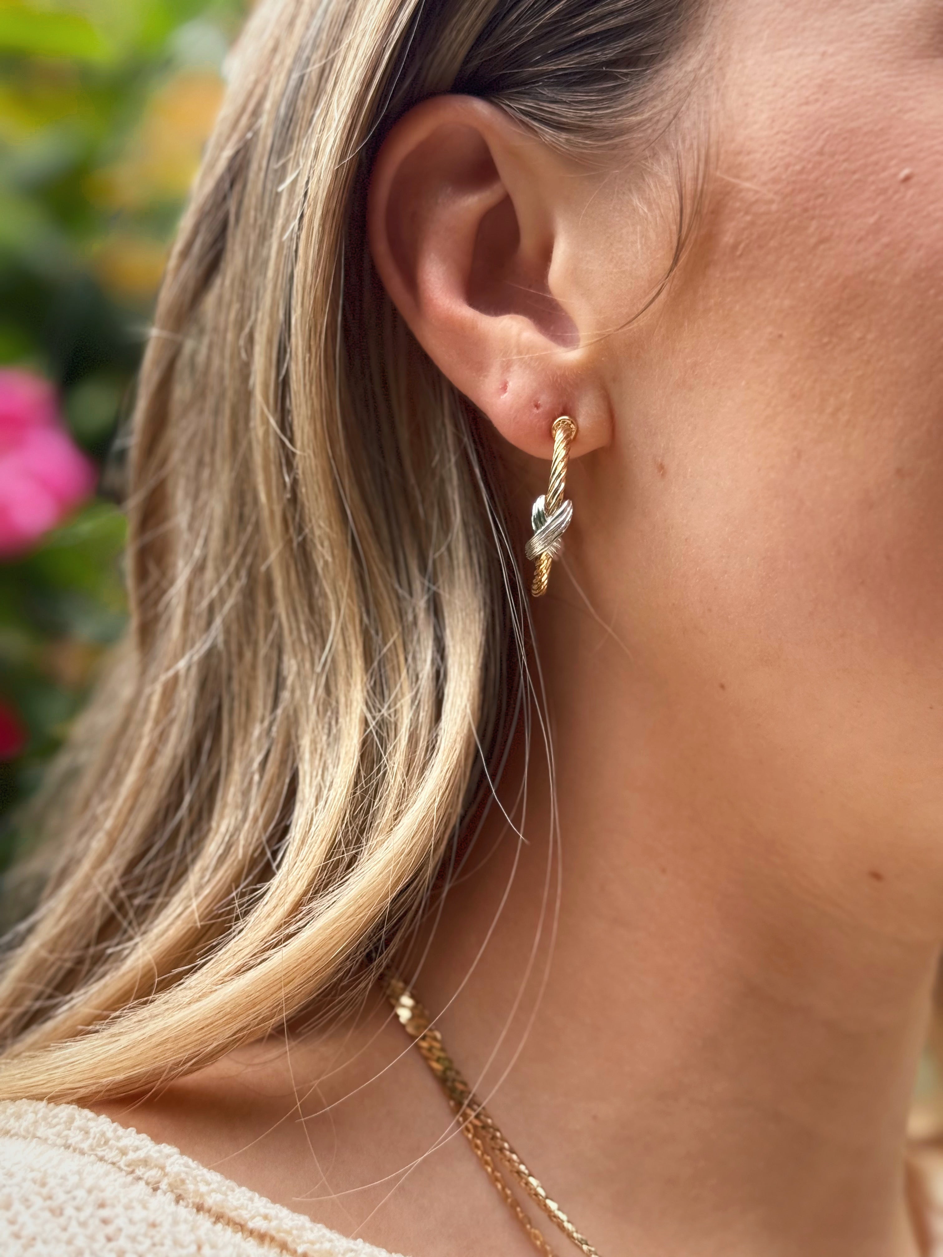 Accented Hoop Earring - GOLD SILVER - willows clothing EARRINGS