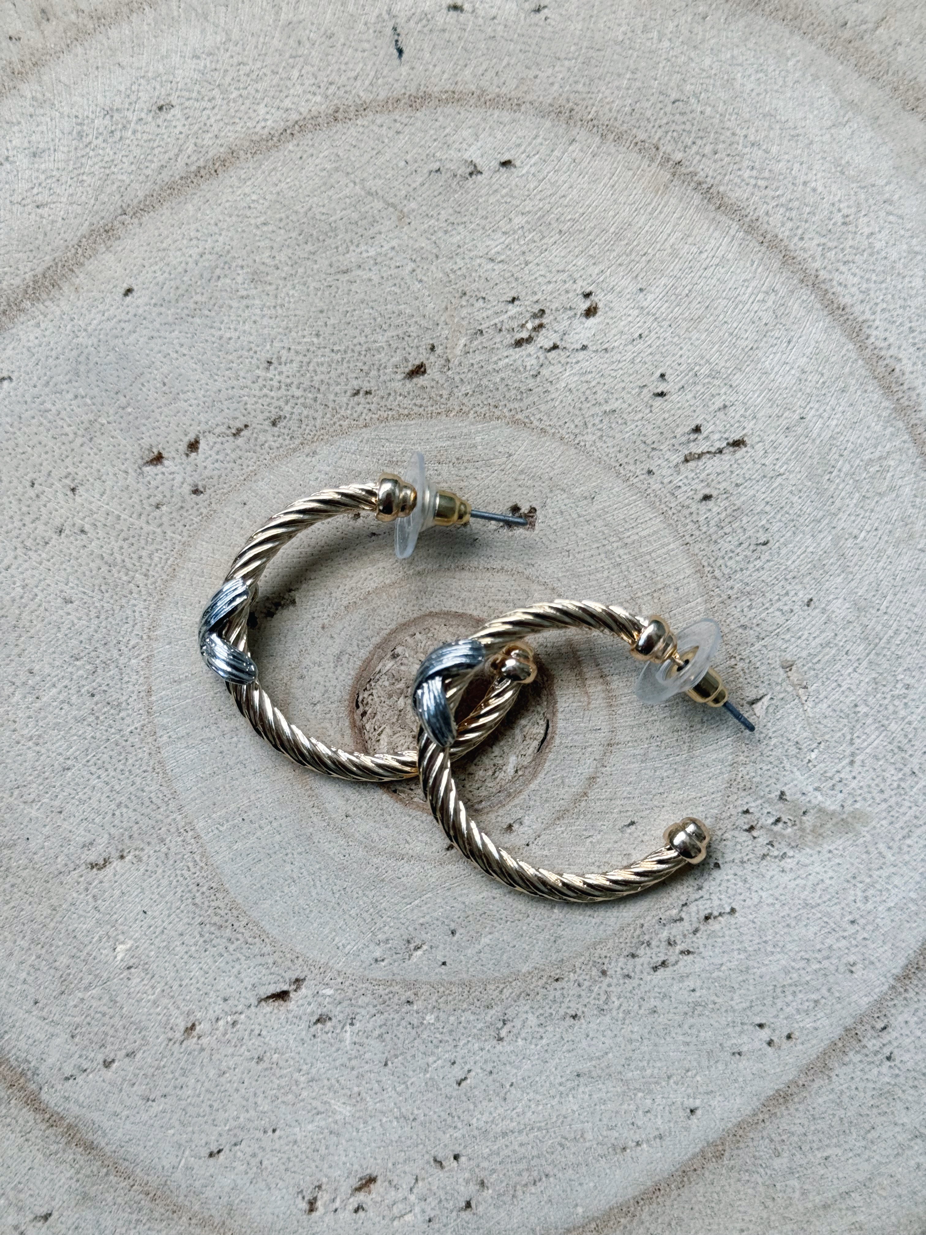 Accented Hoop Earring - GOLD SILVER - willows clothing EARRINGS