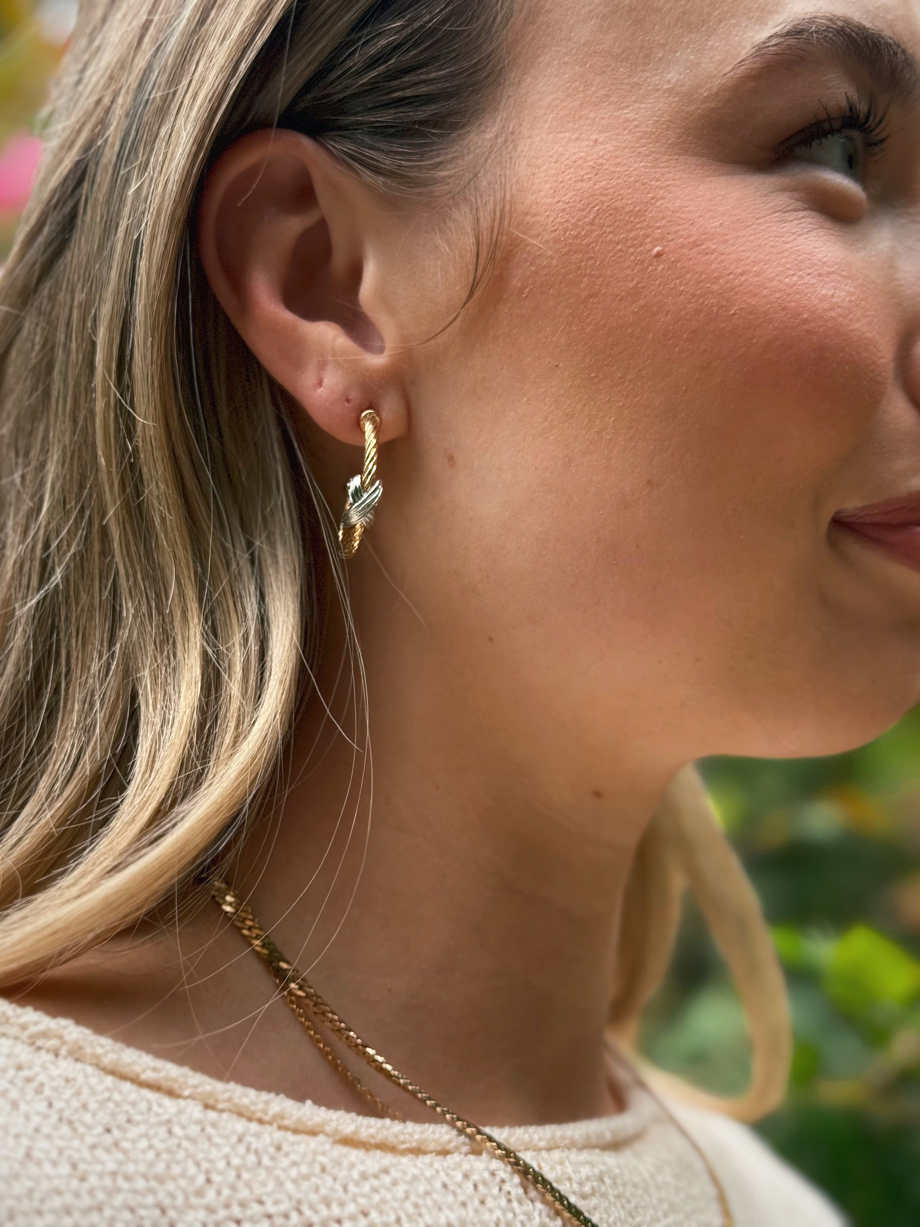 Accented Hoop Earring - GOLD SILVER - willows clothing EARRINGS