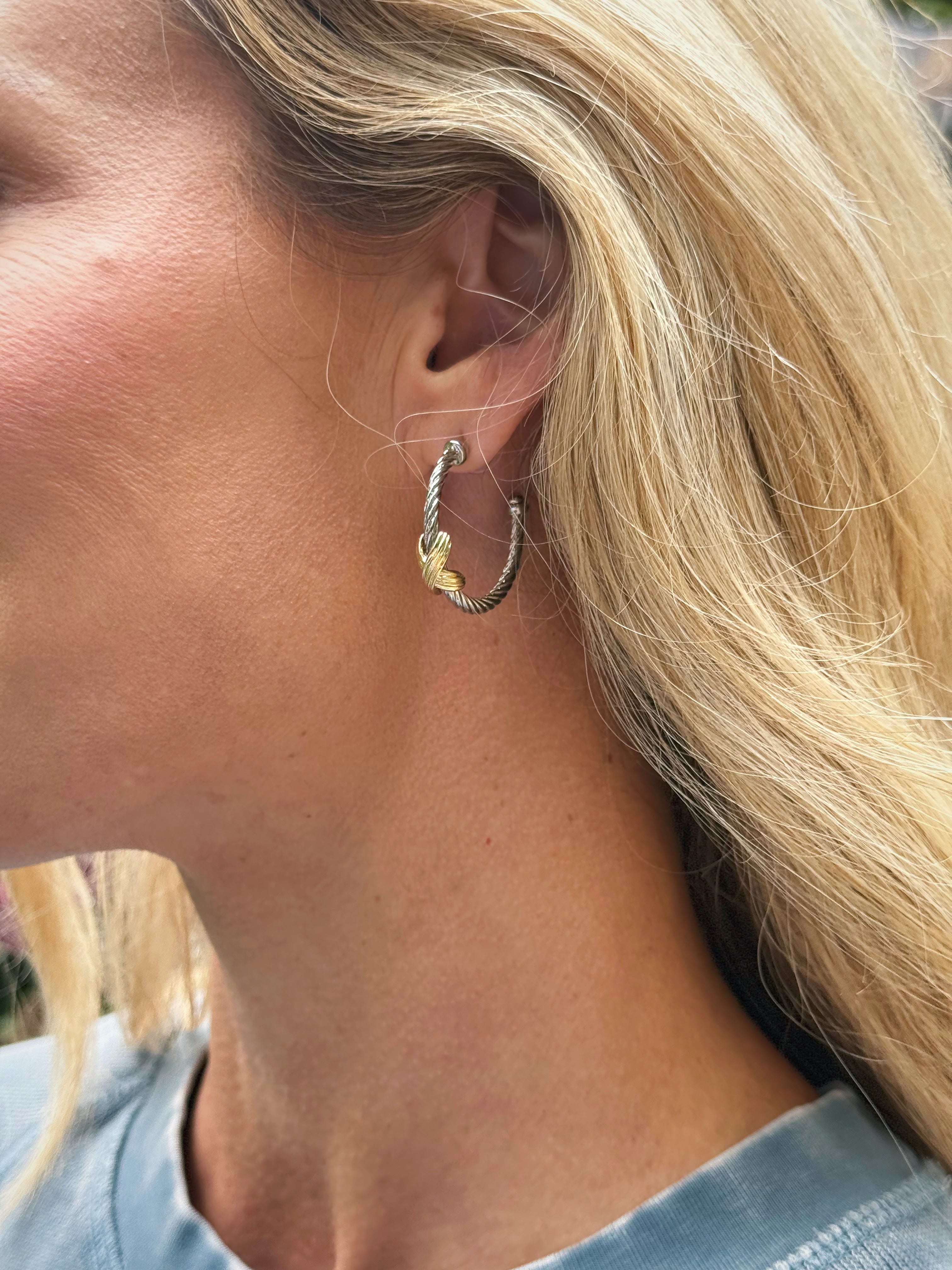Accented Hoop Earring - SILVER GOLD - willows clothing EARRINGS